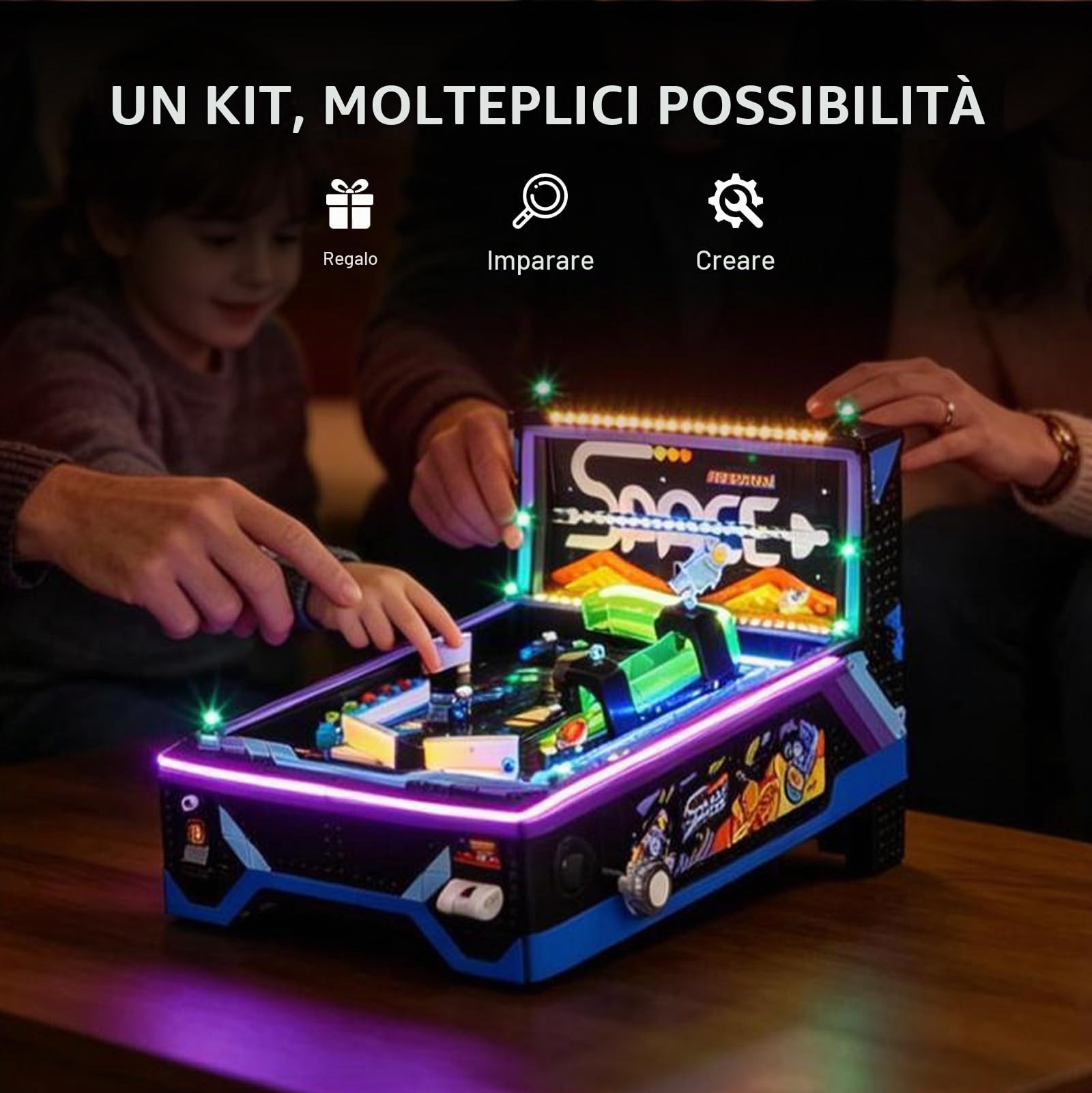 BRIKSMAX Kit di luci 2.0 compatibile con Lego Icons Arcade Pinball Machine 11374 Set da costruzione - Kit di illuminazione a LED originale (solo accessori) per display, regali e collezionisti