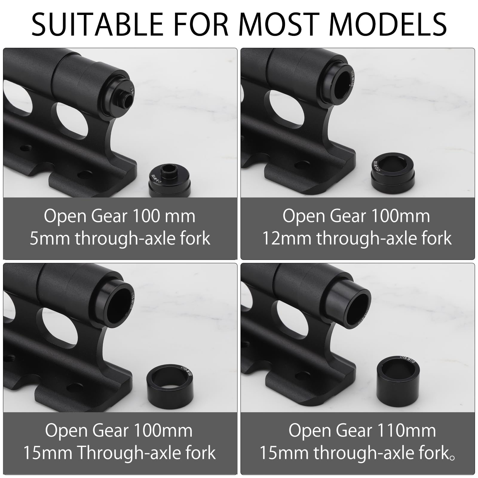 HENGBIRD 2 pezzi di supporto per forcella per bicicletta in lega di alluminio, supporto da tetto per bici da auto a bloccaggio rapido, supporto per forcella per bicicletta versatile per 5/12/15 x 100