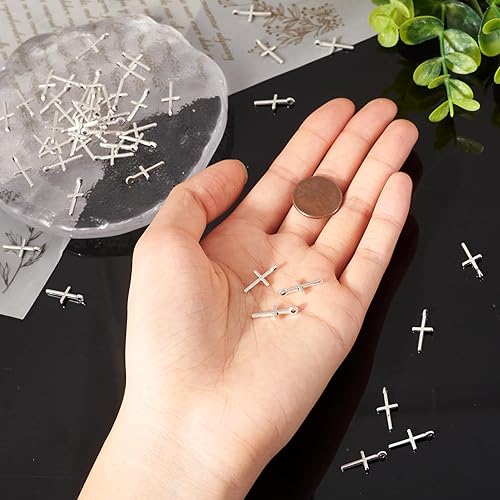 Miniatura 7 de Beadthoven Colgantes de aleación de estilo tibetano para hacer pulseras de joyería collares Metal Plata