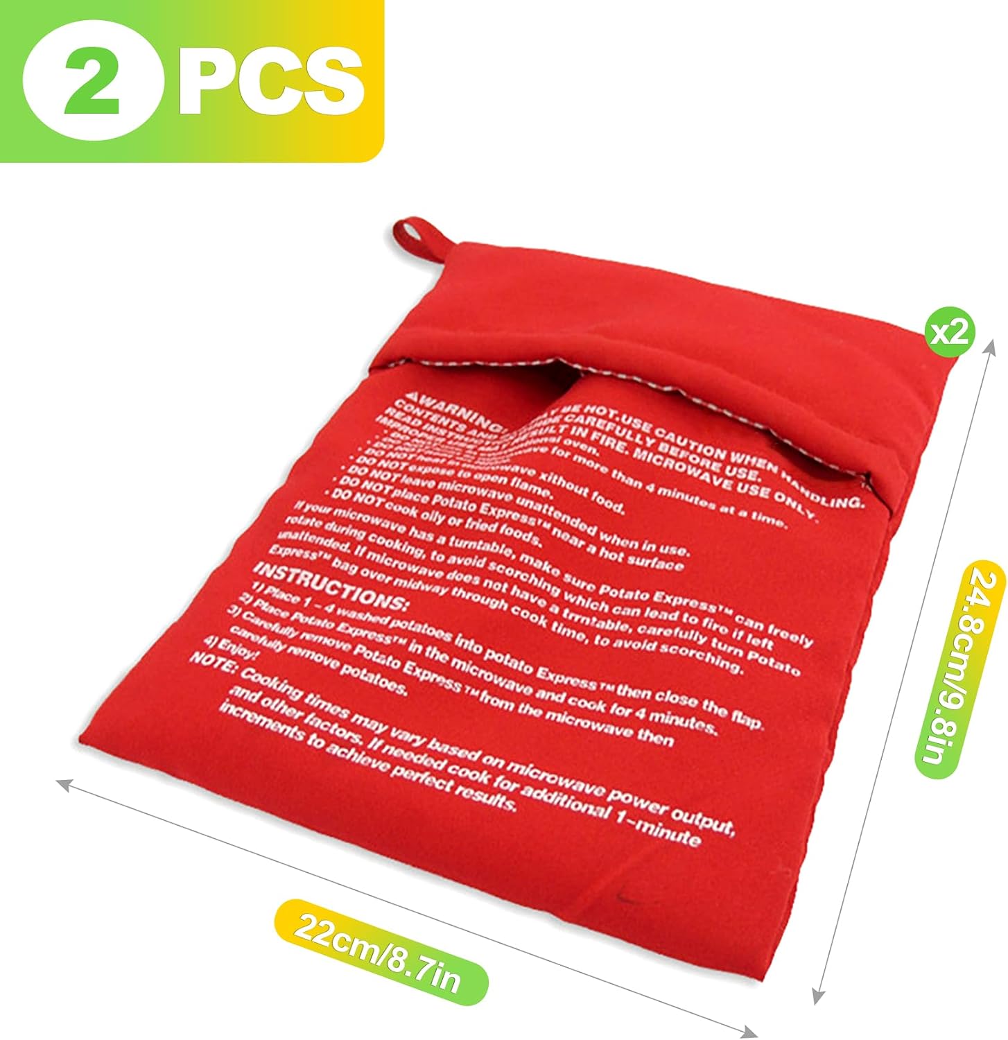 2 Pack Microwave Potato Bag, Reusable Fast Baked Cooker Pouch image 2