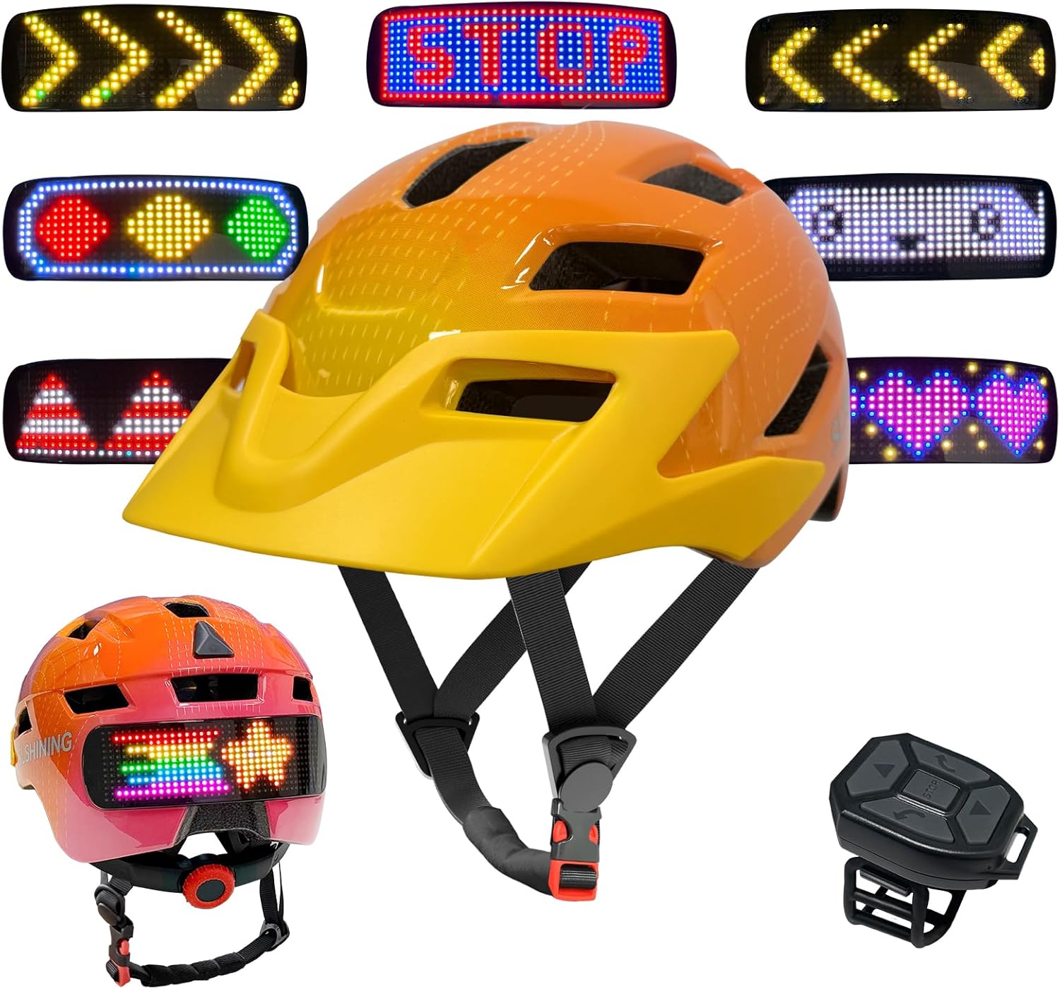 Kids Bike Helmet with LED Lights, Remote Control Turn Signals Safety Helmet Back Light for Youth Mountain Cycling Scooter Skateboarding, Adjustable and Lightweight for Boys Girls