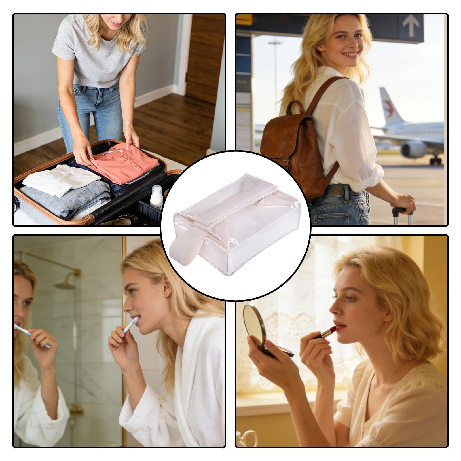 Neceser de Maquillaje Transparente Organizador de Viaje para Maquillaje y