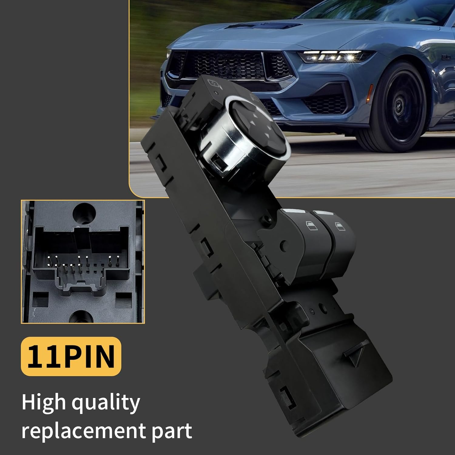 Driver-Side Window Switch - FR3Z-14529-AC, FR3T-14540-AEW, FR3B-14A564-AF3ZHE - Fits 15-21 Ford Mustang - Plug & Play, Free Pry Bar​