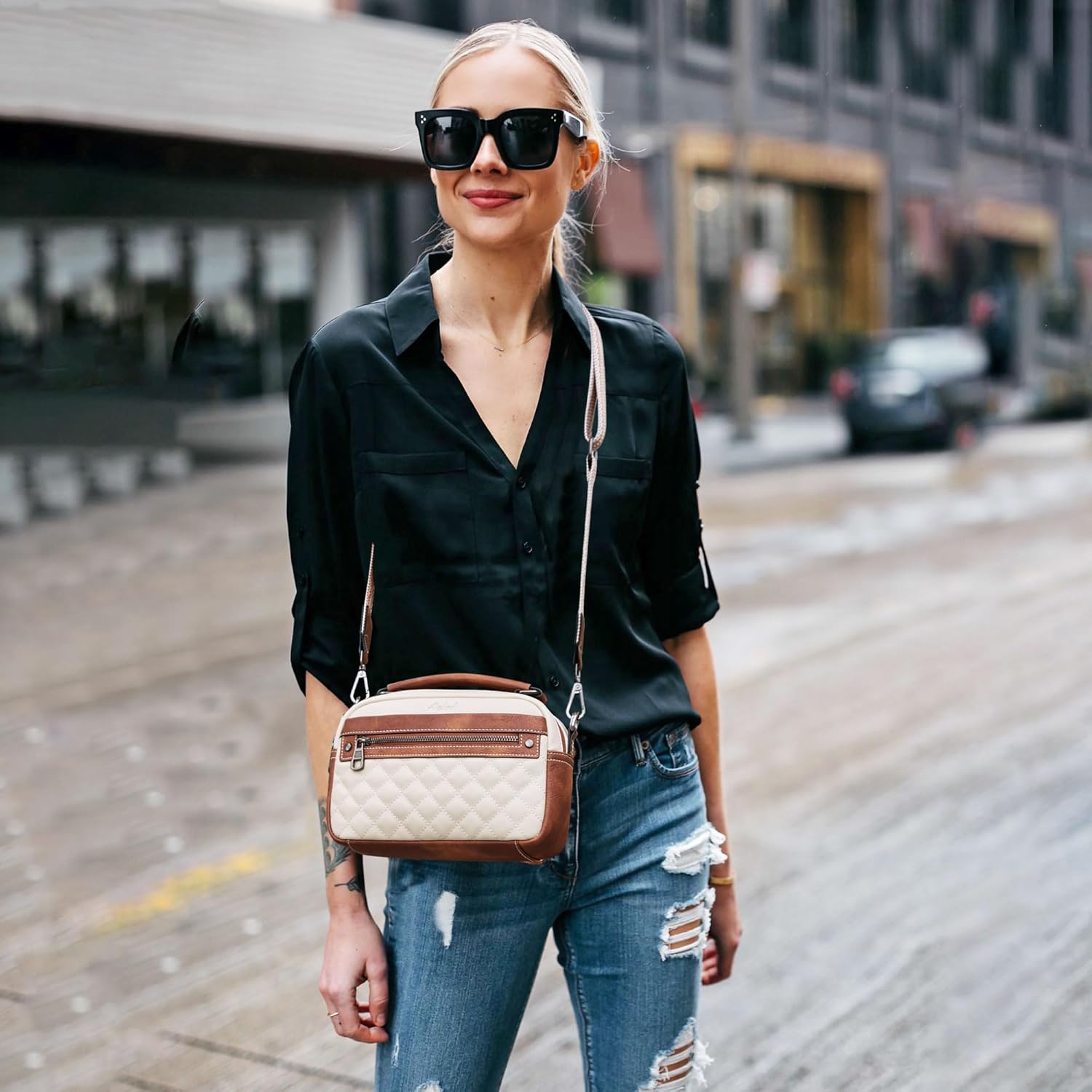 Crossbody Bags for Women Vegan Leather Shoulder Handbags Small Cross Body Purses for Women Trendy with Wide Strap | Small, Trendy, with Wide Strap - Image 2