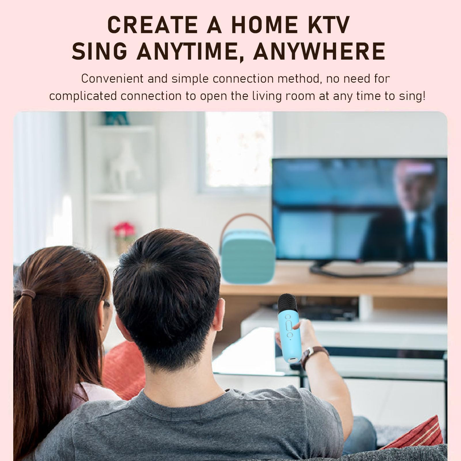Tragbare Bluetooth Karaoke Maschine mit 2 Mikrofonen, 512GB erweiterbar, für Heimpartys, KTV, Kinder und Erwachsene