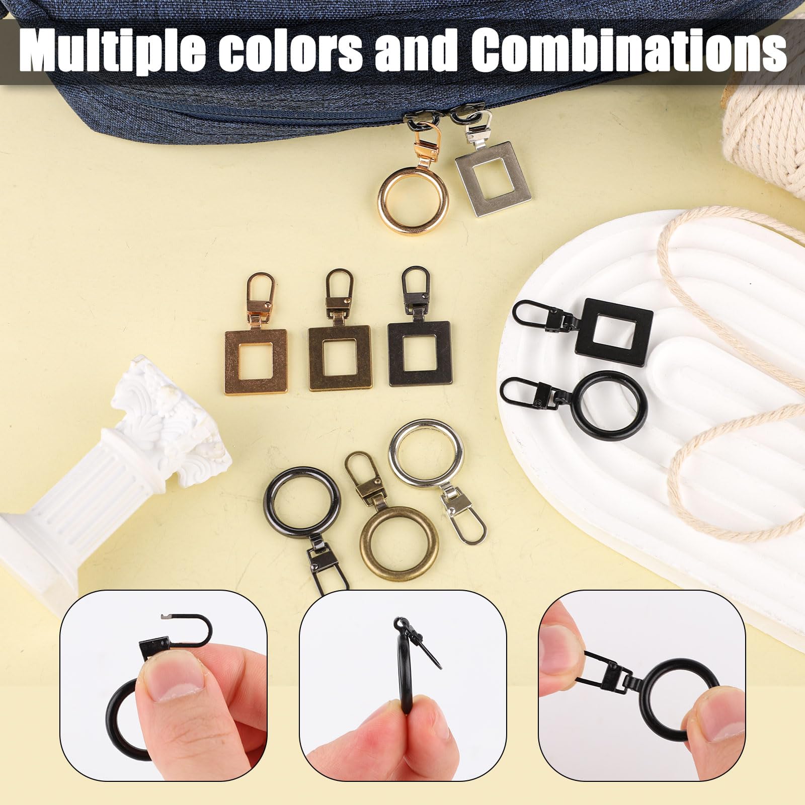 KINBOM 30pz Cursore Cerniera, Chiusure Lampo Estensione Zipper Pull Fascino Tirazip Zipper Puller Sostituzione Tiretto Cerniera per Pantaloni Giacca Bagagli Stivali Borsa Zaino (Nero