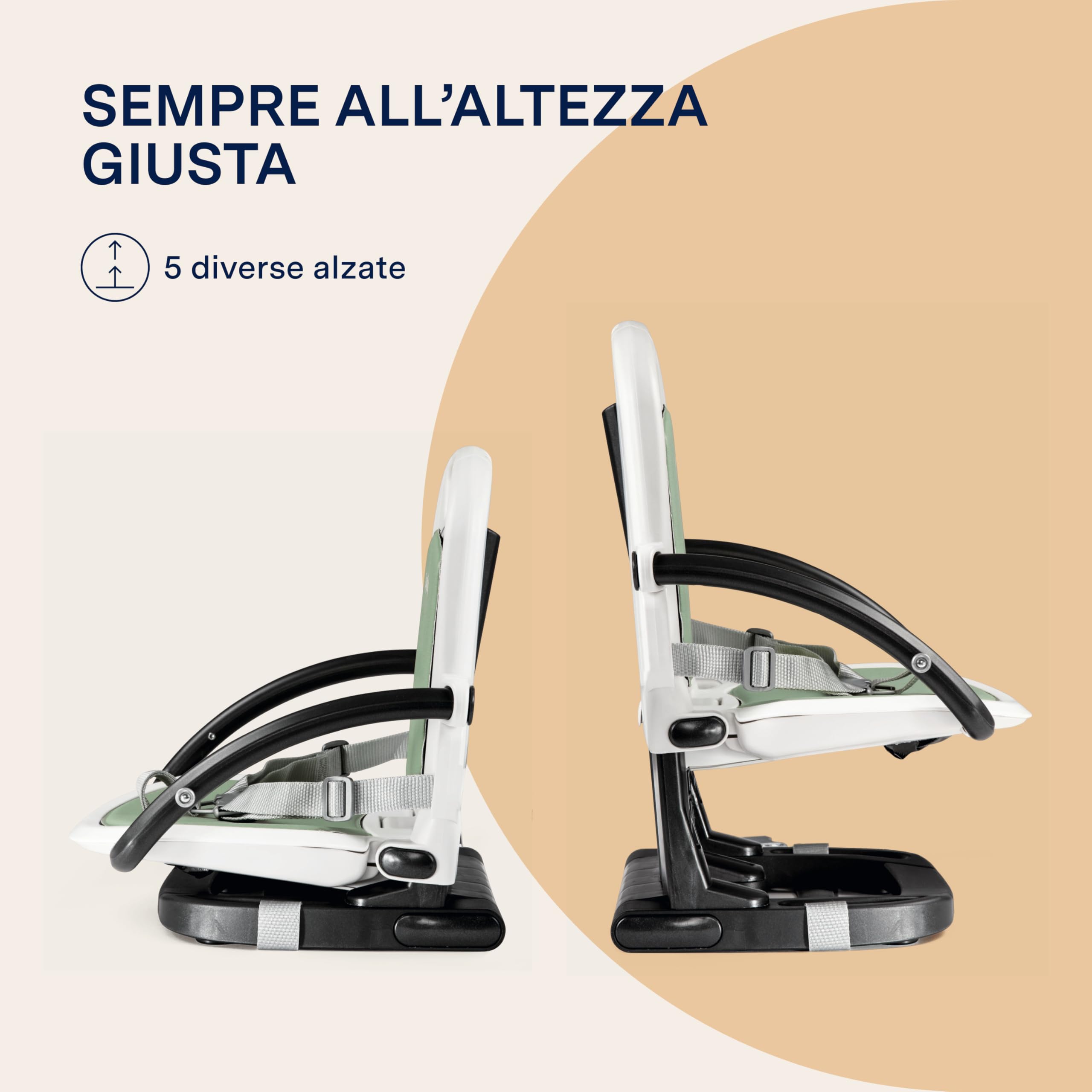 PEG Rialto Alzasedia Pappa, Sedia Bimbi Portatile e Regolabile, Chiusura Compatta, Vassoio Rimovibile, Seggiolone da Viaggio per Bambini da 6 Mesi a 3 Anni (0-15 kg), Petrolio