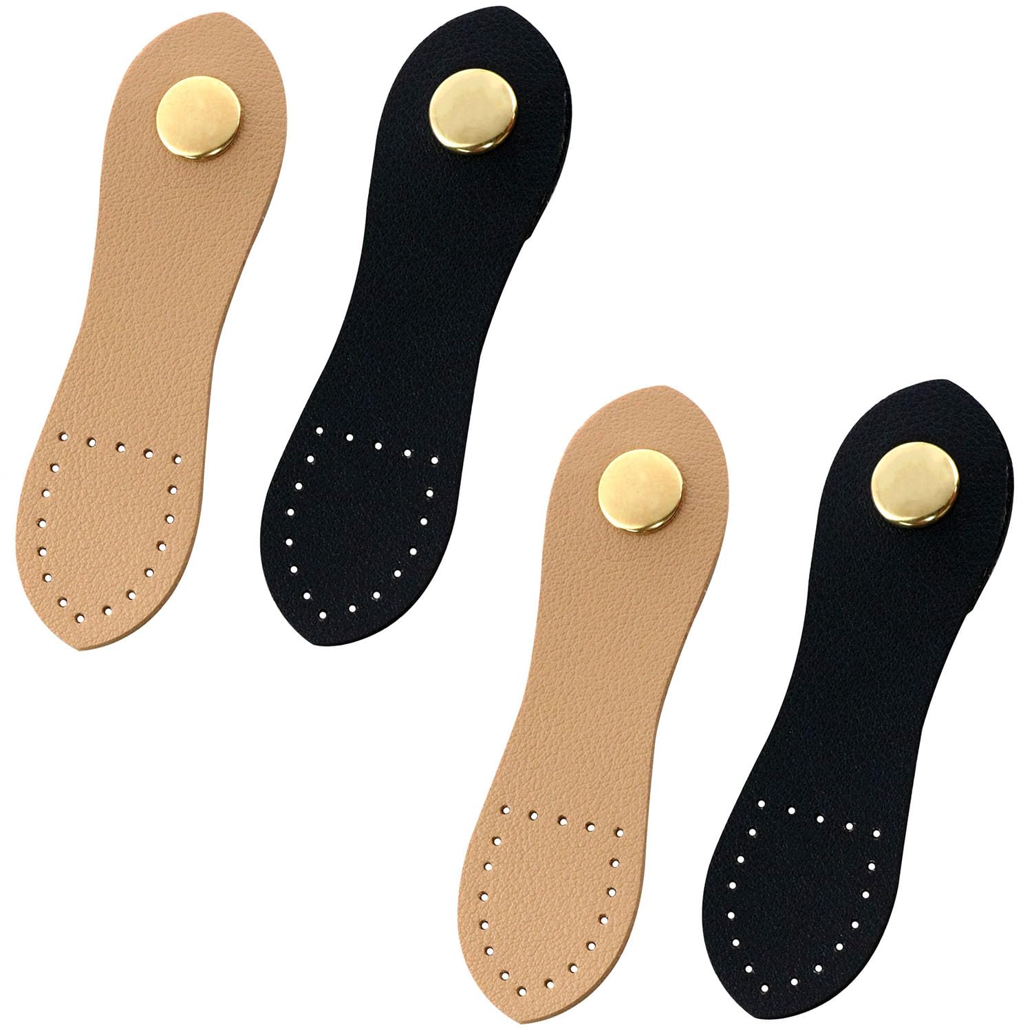 fengxiaomin-4sets Leather Snap Buckles Leather Tab Closure Used for handbags shoulder bags purses DIY Craft sewing accessories（Khaki, black）