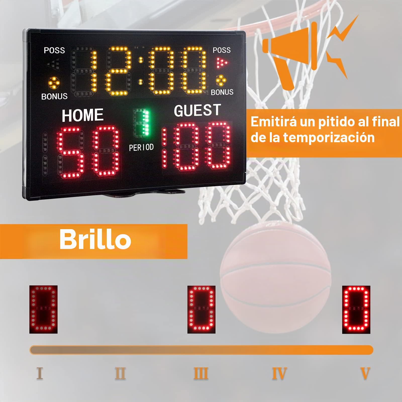 LED Marcader Digital con Control Marcader de Baloncesto Portátil par Fútbol, Voleibol, Baloncesto