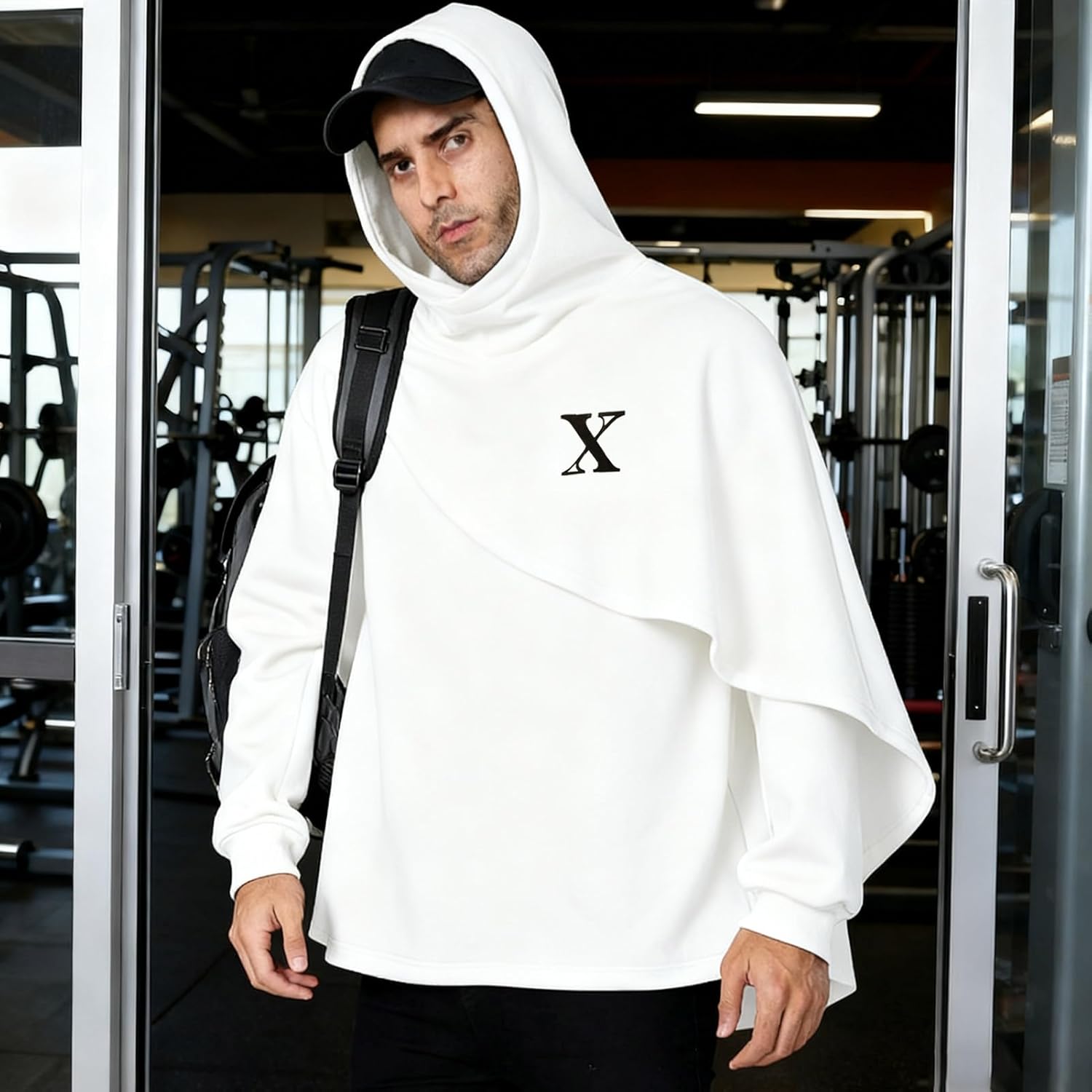 Men's Fashion Poncho Cape Cloak Hoodie Techwear Sweatshirts Unisex Lightweight Patchwork Hip Hop Casual Pullover - Image 4