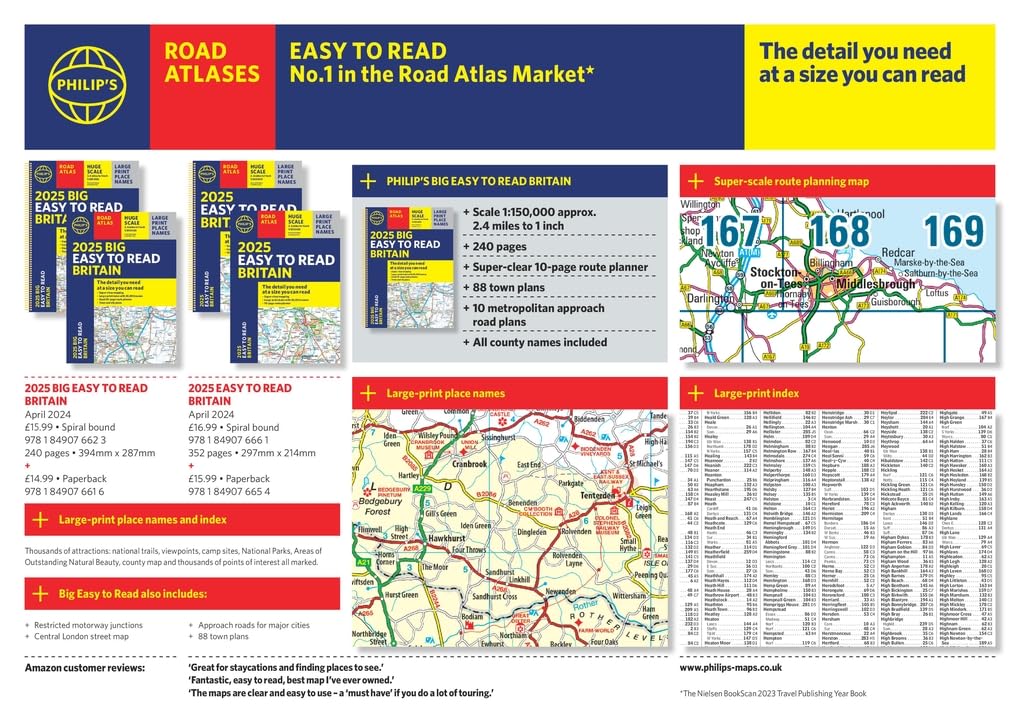 2025 Philip's Big Easy to Read Britain Road Atlas: (A3 Spiral Binding) (Philip's Road Atlases)