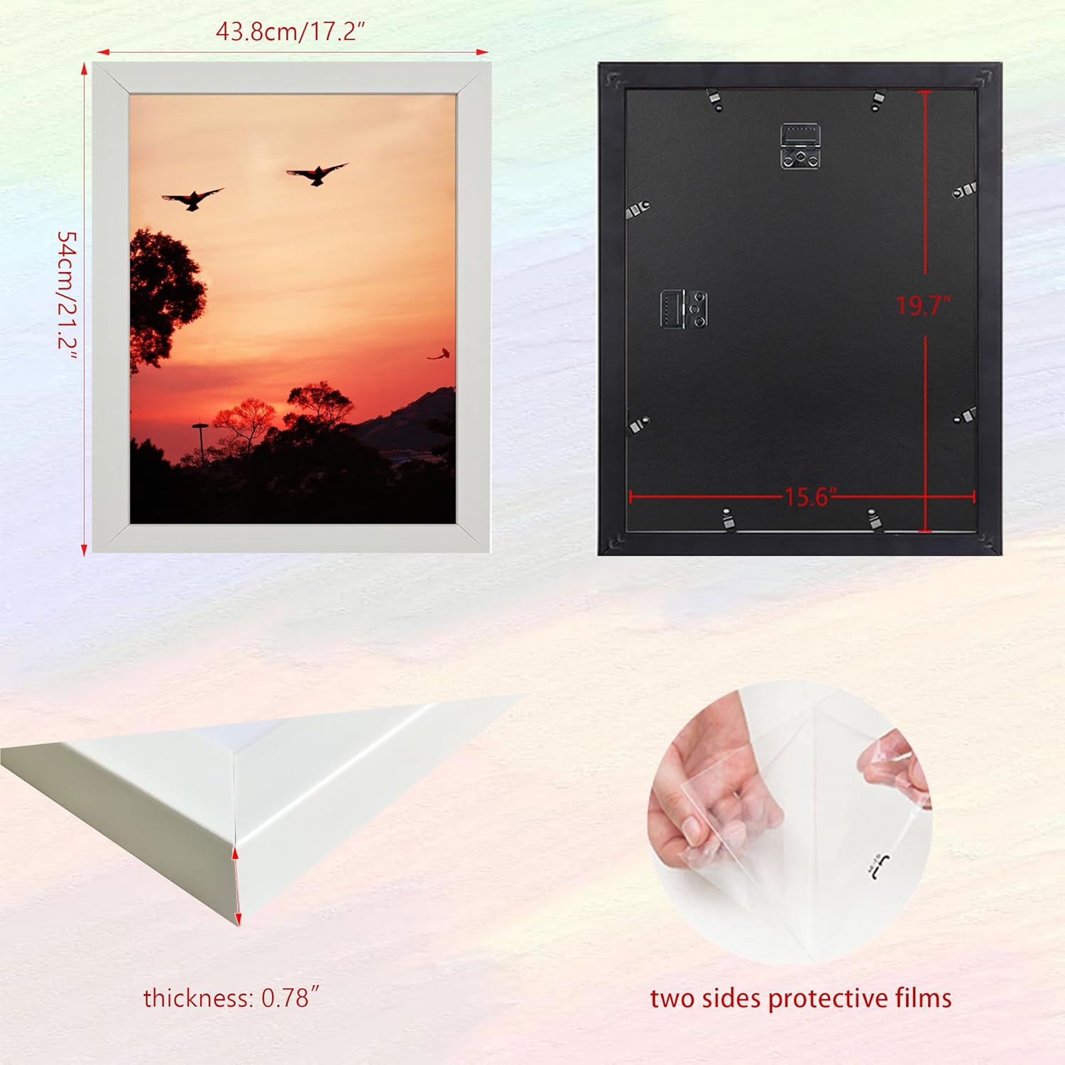 16x20 Wall Picture frame, White Gallery Photo Frame for Horizontal or Vertical Display