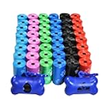 Downtown Pet Supply Poop Bags for Dogs with Dispenser, 1000 Count - Leak-Proof Dog Waste Bags and Bone-Shaped Dog Poop Bags Holder for Leash - Rainbow with Paw Prints, 12.5