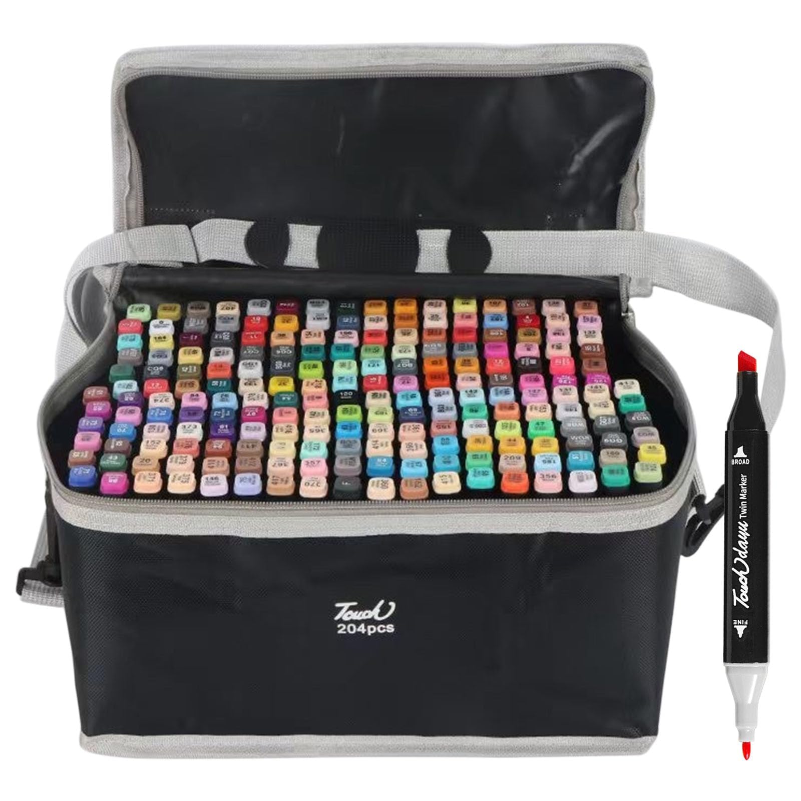 Polegas 204 Colours Pcs Markers Set, Alcohol Markers Set, Dual Tip Brush Marker Pens for Painting, Coloring, Highlighting,Underlining and Drawing, Paint Pen with Storage Bag