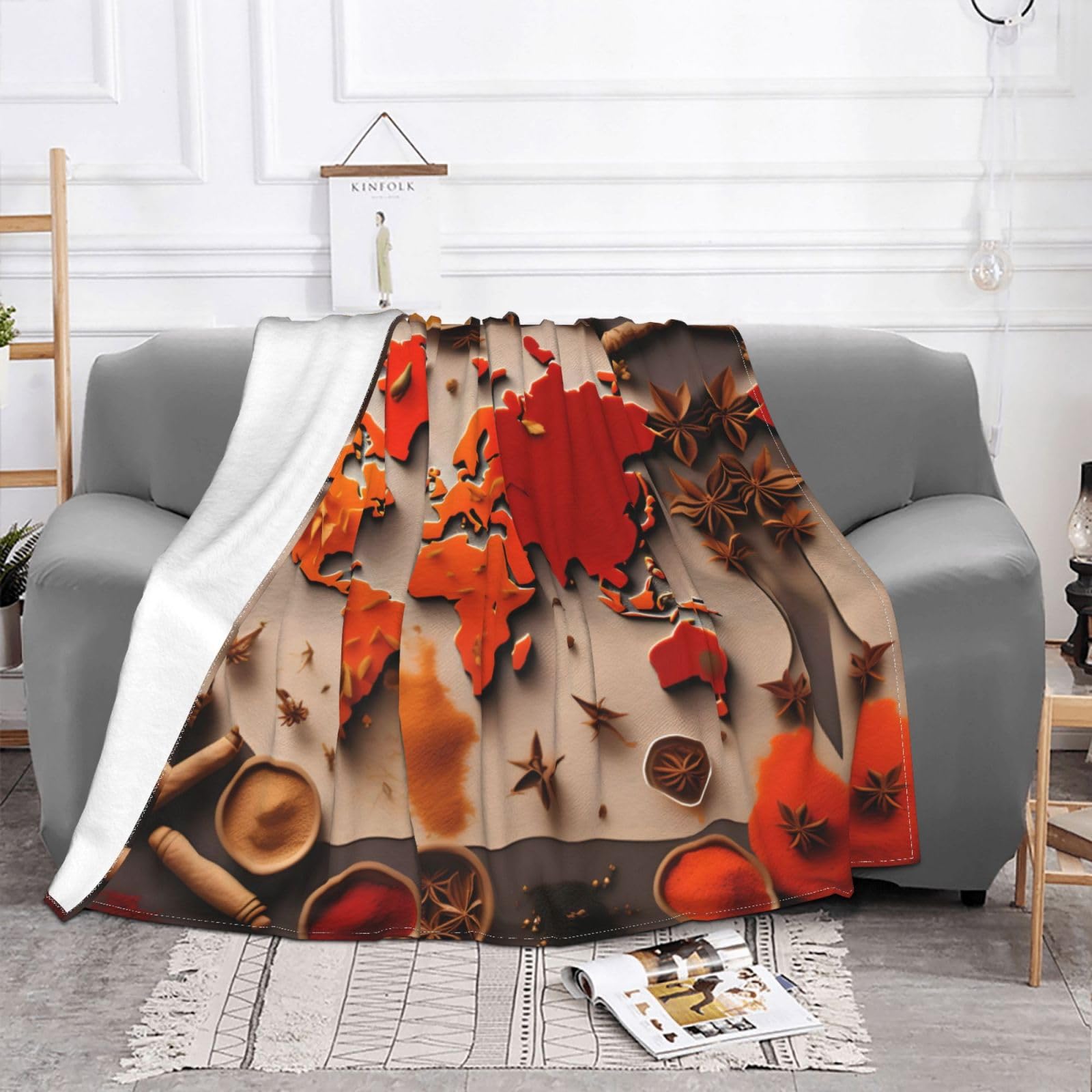 Manta De Forro Polar Tierra Media - 70x100 Cm, Diseño De Mapa, Súper Suave, Para Sofá O Cama
