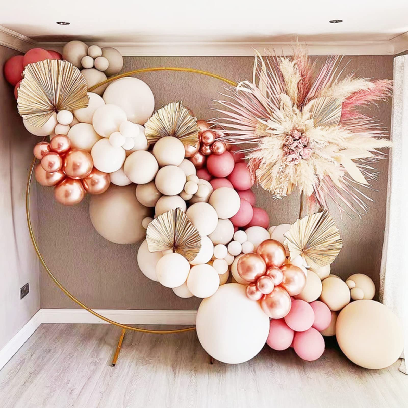Photo 1 of DIY Balloon Arch Garland Kit 147Pcs Double-Stuffed Cream Peach Chrome Rose Gold Balloons for Birthday Baby Shower Wedding Graduation
