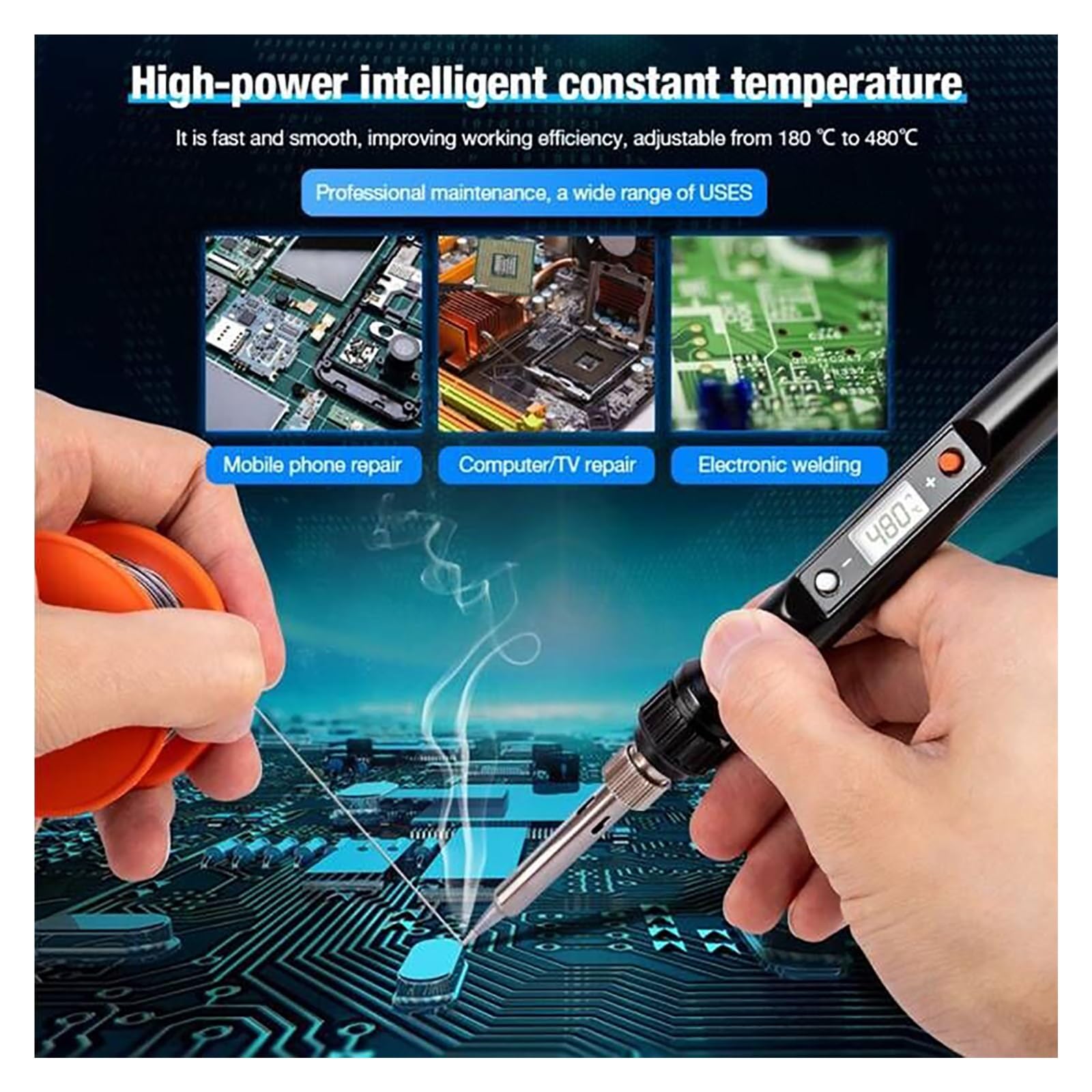 Lutownica 80W regulacja temperatury lutownica elektryczna, stacja lutownicza Mini uchwyt pióro grzewcze, narzędzie do naprawy spawania