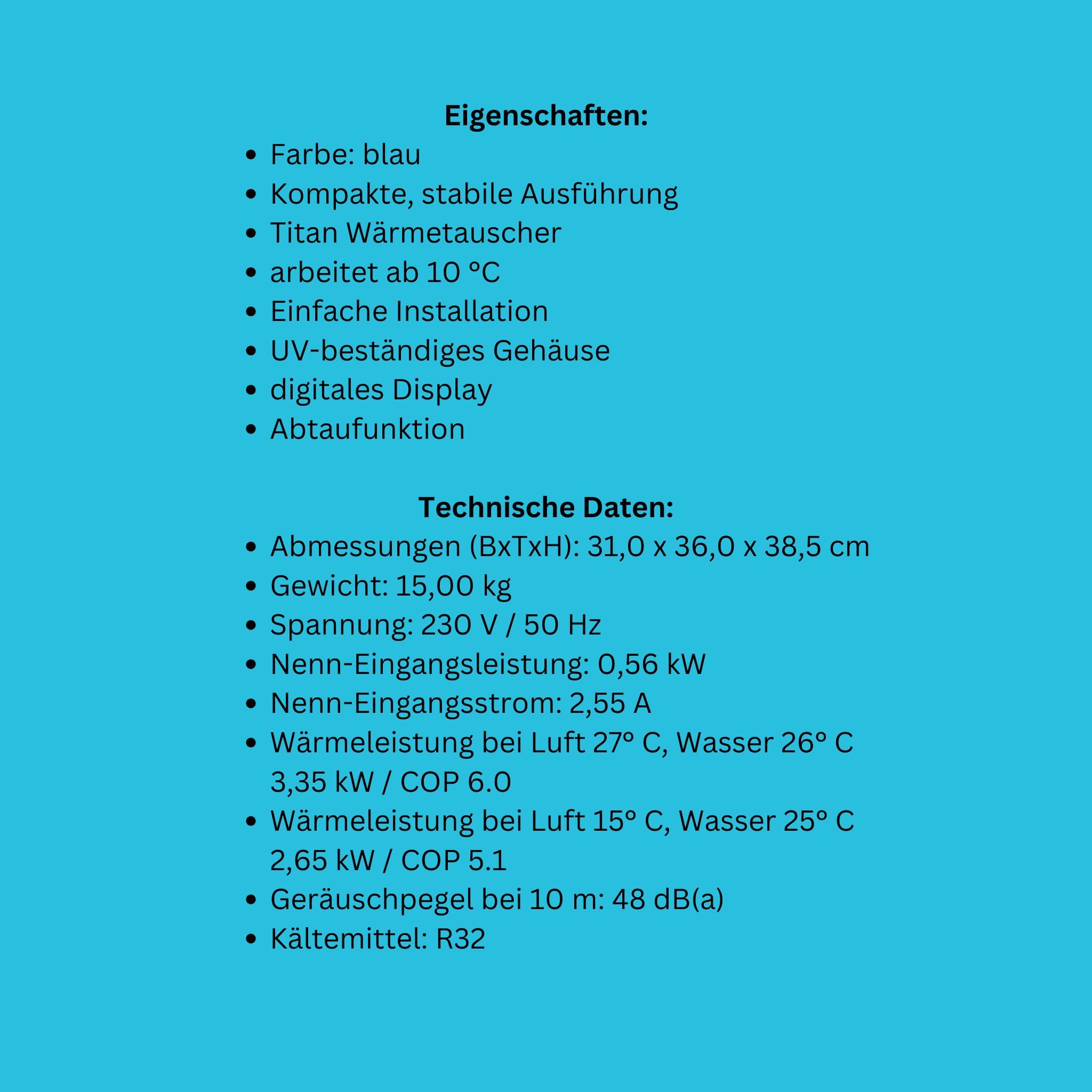 Paradies Pool Wärmepumpe Mini Plug and Play Hot Splash 3,35 kW inkl. Bypass, bis 12 m³ Heizung Wassererwärmung Titan Wärmetauscher steckerfertig