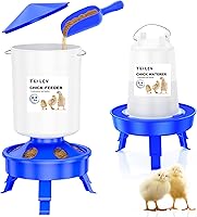 Tiflev Top-Filling Chick Feeder & Waterer Set: 0.8Gal Feeder + 0.4Gal Waterer, 3-Height Adjustable Legs for Baby Chicks (Blue)
