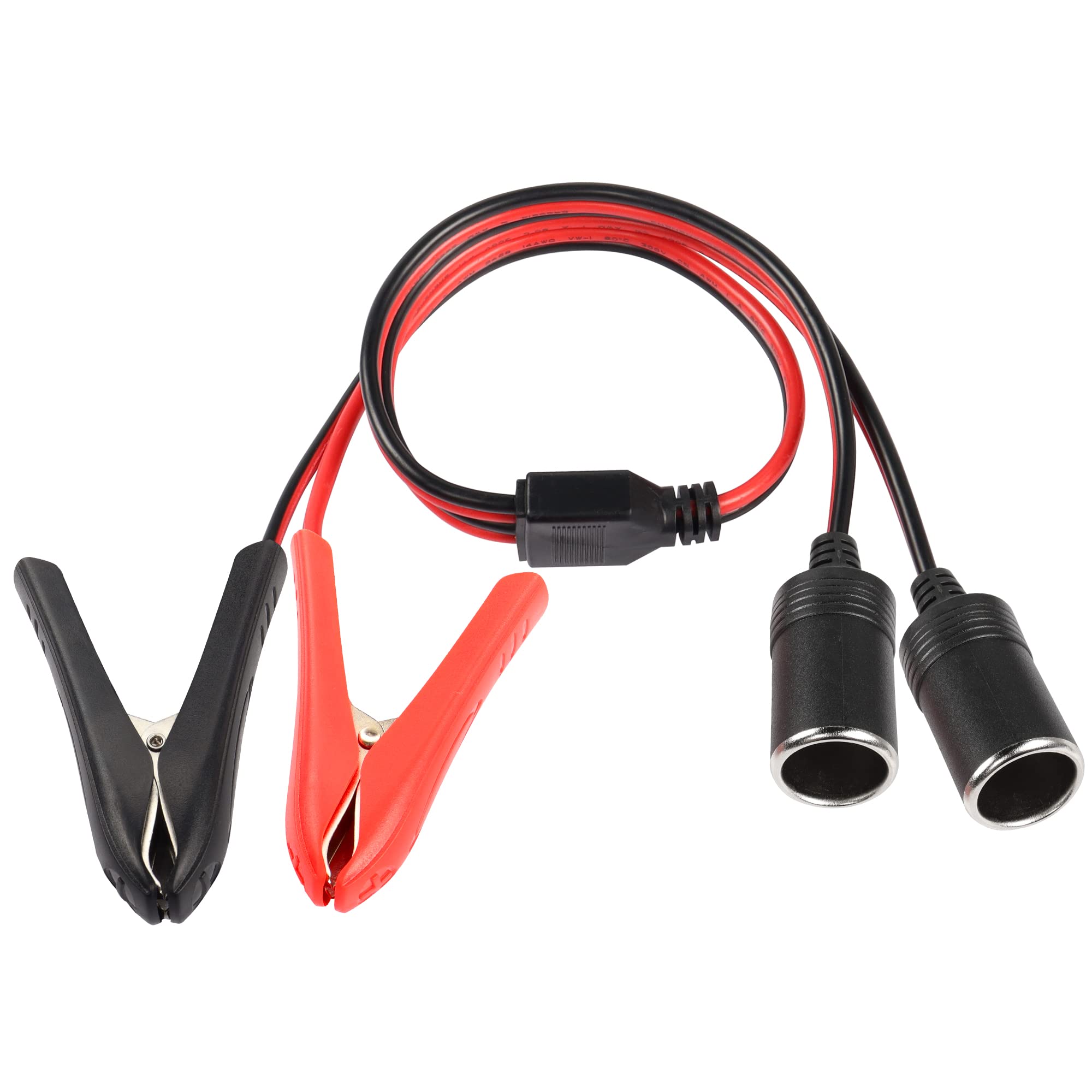 YACSEJAO Clip per batteria da 14 AWG per presa accendisigari dell'auto, 3 m, 12 V-24 V, adattatore femmina per presa accendisigari per batteria con morsetto a coccodrillo