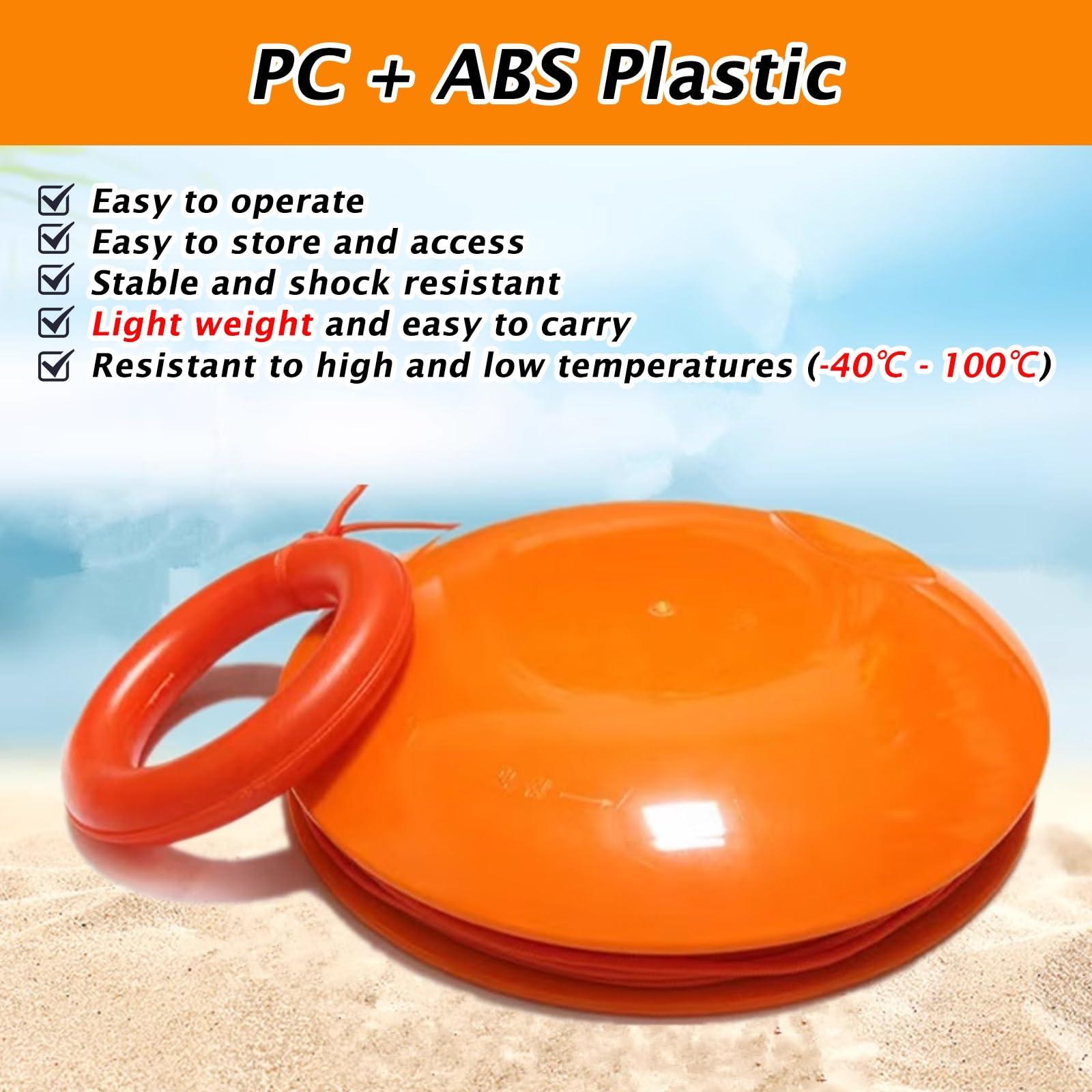frisbee de rescate Frisbee De Rescate Para Ahogados, Frisbee Salvavidas Para Niños, Naranja De Alta Visibilidad, Dispositivos De Rescate Para Piscinas, Larga Distancia Con Cuerda De 40 M, Plástico ABS