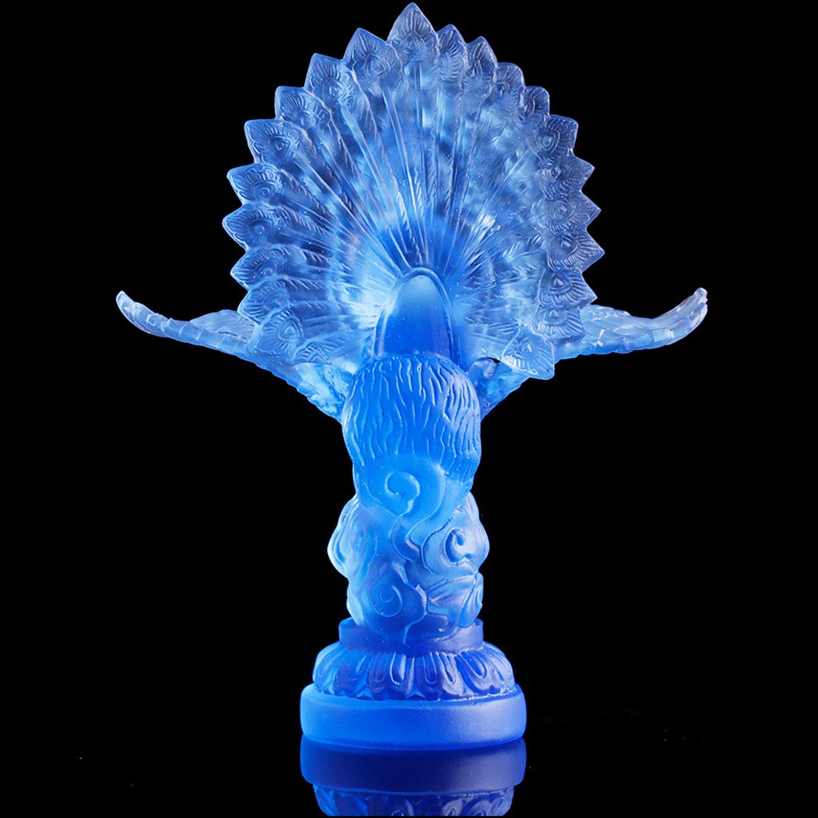 Statue di Buddha in Meditazione per la casa, re Pavone Religione Scultura Ornamenti Feng Shui Figurina Fatta a Mano per la casa Desktop Office Decor, Blu