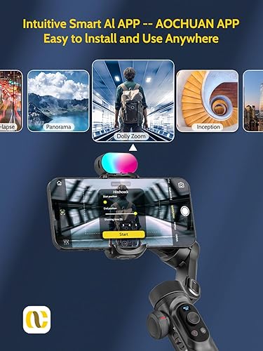 Miniatura 4 de AOCHUAN -Smart XPRO Kit de dos luces - Estabilizador de cardán para smartphone, juego de luces magnéticas RGB, rueda de enfoque de luz LED con