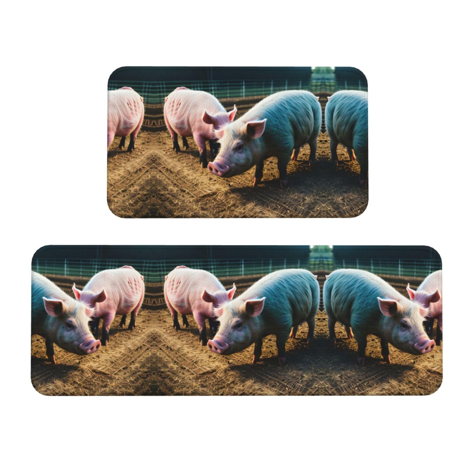 Tapis de cuisine antidérapants lot de 2 grand confort motif cochon fermier