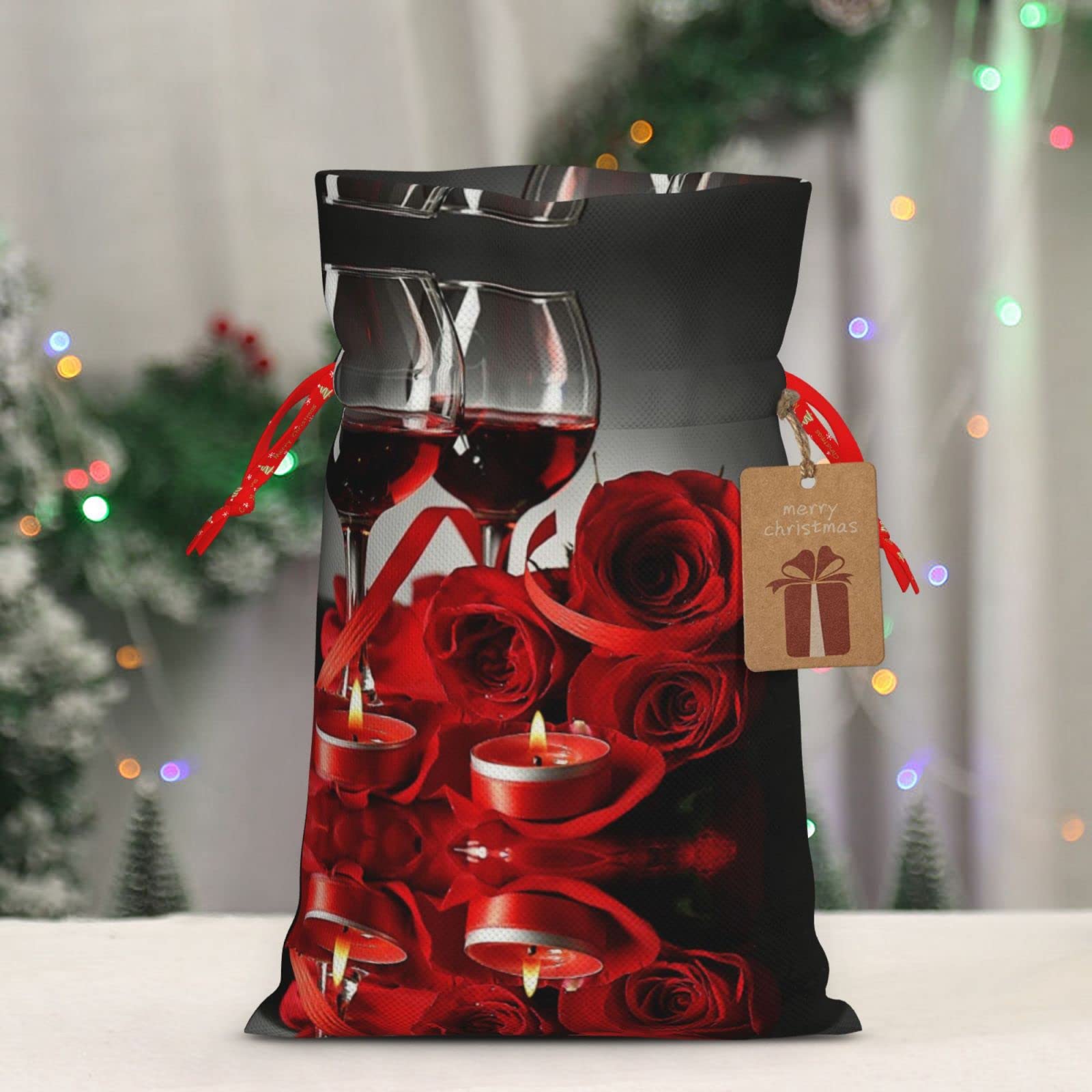 Sacchetto regalo in iuta con coulisse per foto della cantina dei vini rossi: un sacchetto regalo di Natale riutilizzabile per tutte le tue esigenze celebrative