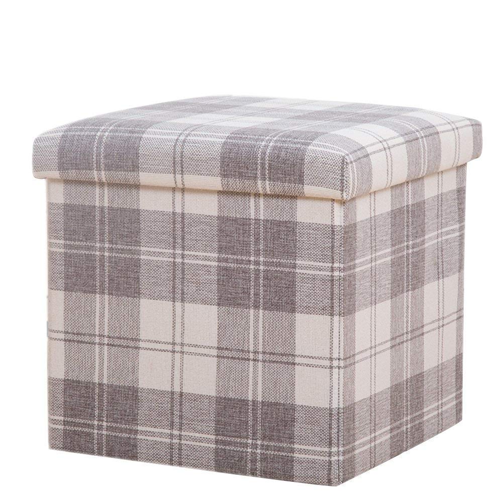 Boîte de rangement pliante polyvalente avec couvercle, cube repose-pieds 30cm