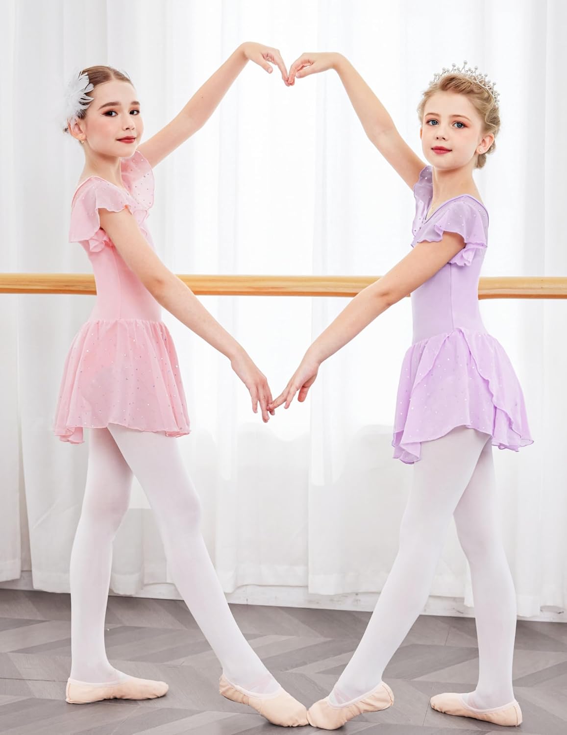 Zaclotre Girls Ballet Leotards Ruffle Sleeve Sparkle Dance Leotard Toddler Ballerina Dress Outfits - Image 8