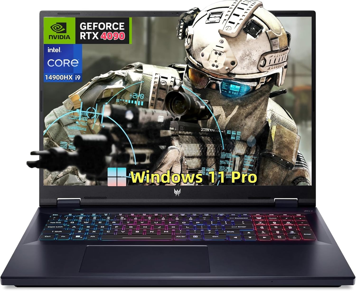 acer Predator Helios 18 Gaming Laptop, 250Hz IPS WQXGA Display, Intel i9-14900HX, GeForce RTX 4090, 32 GB DDR5, 1 TB SSD, WiFi 7, Windows 11 Pro, Office Pro Lifetime License, w/Jawfoal Accessories