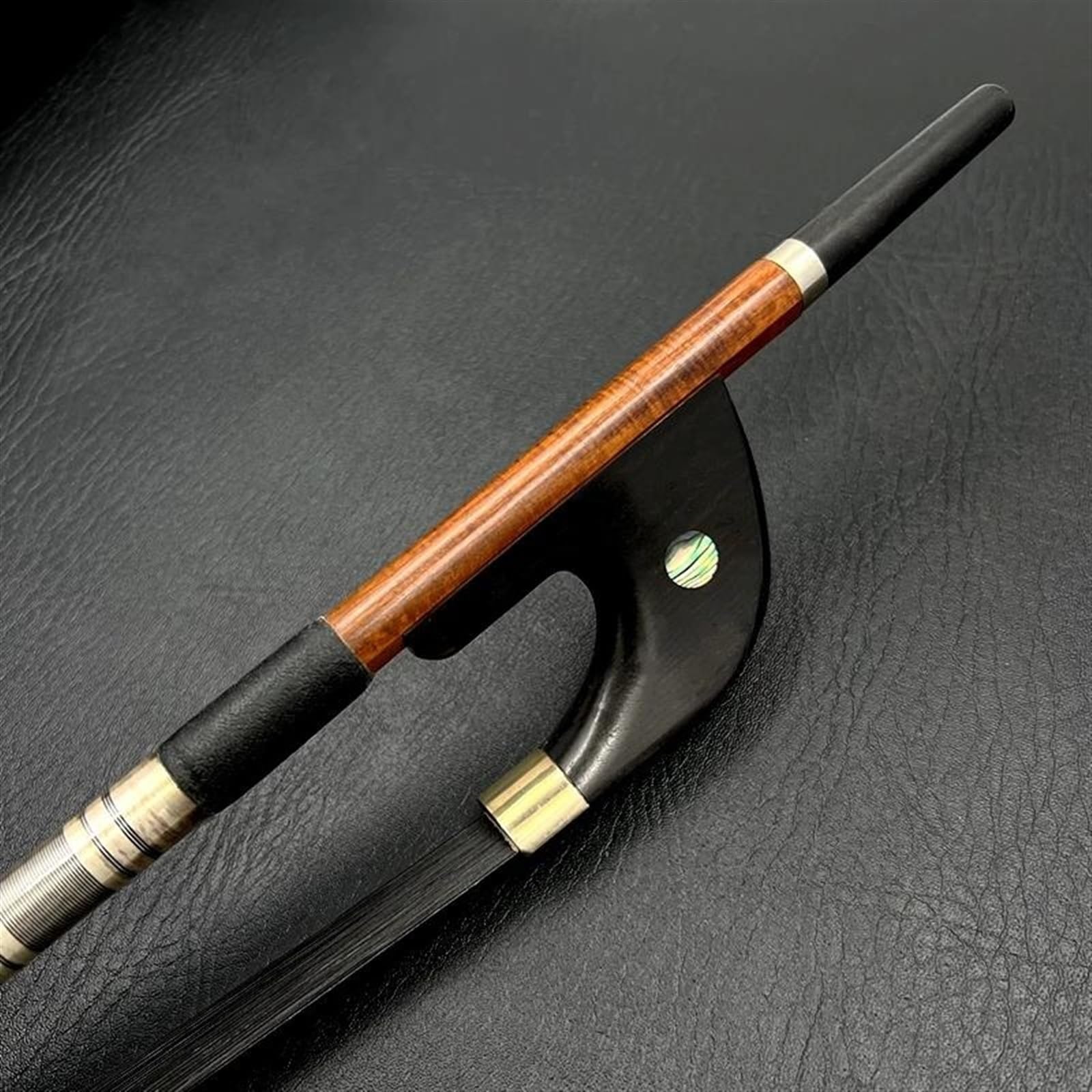 Archetto Per Violino 1 Pz. Germania Stile Professione Pernambuco Legno 3/4 Arco Contrabbasso Verticale Argento Mound(Black horsetail)
