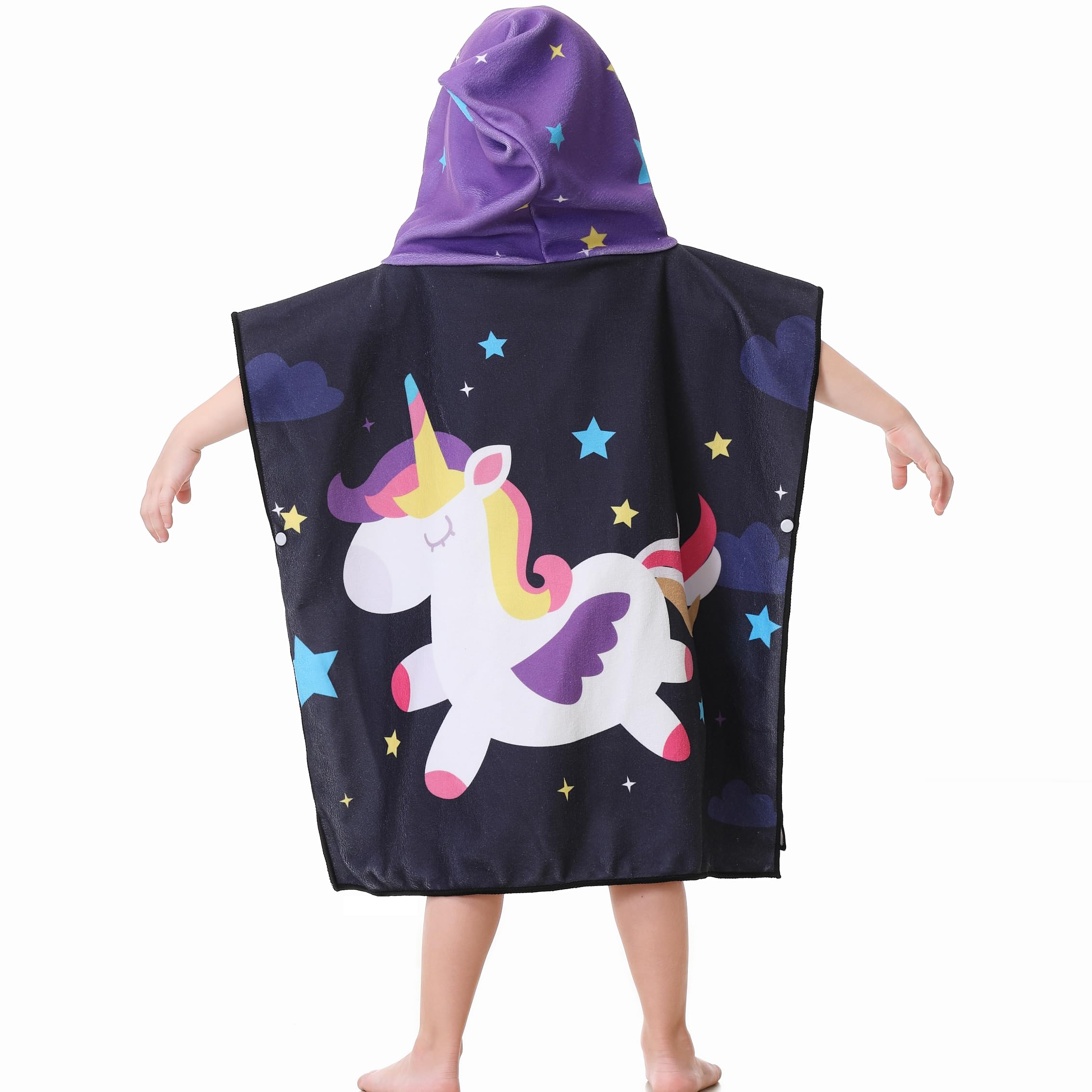 Einhorn-Handtuch-Poncho für Kleinkinder, Bade-, Strand-, Pool-, Mädchen, Alter 1, 2, 3, 4, 5 Jahre, mit Tasche