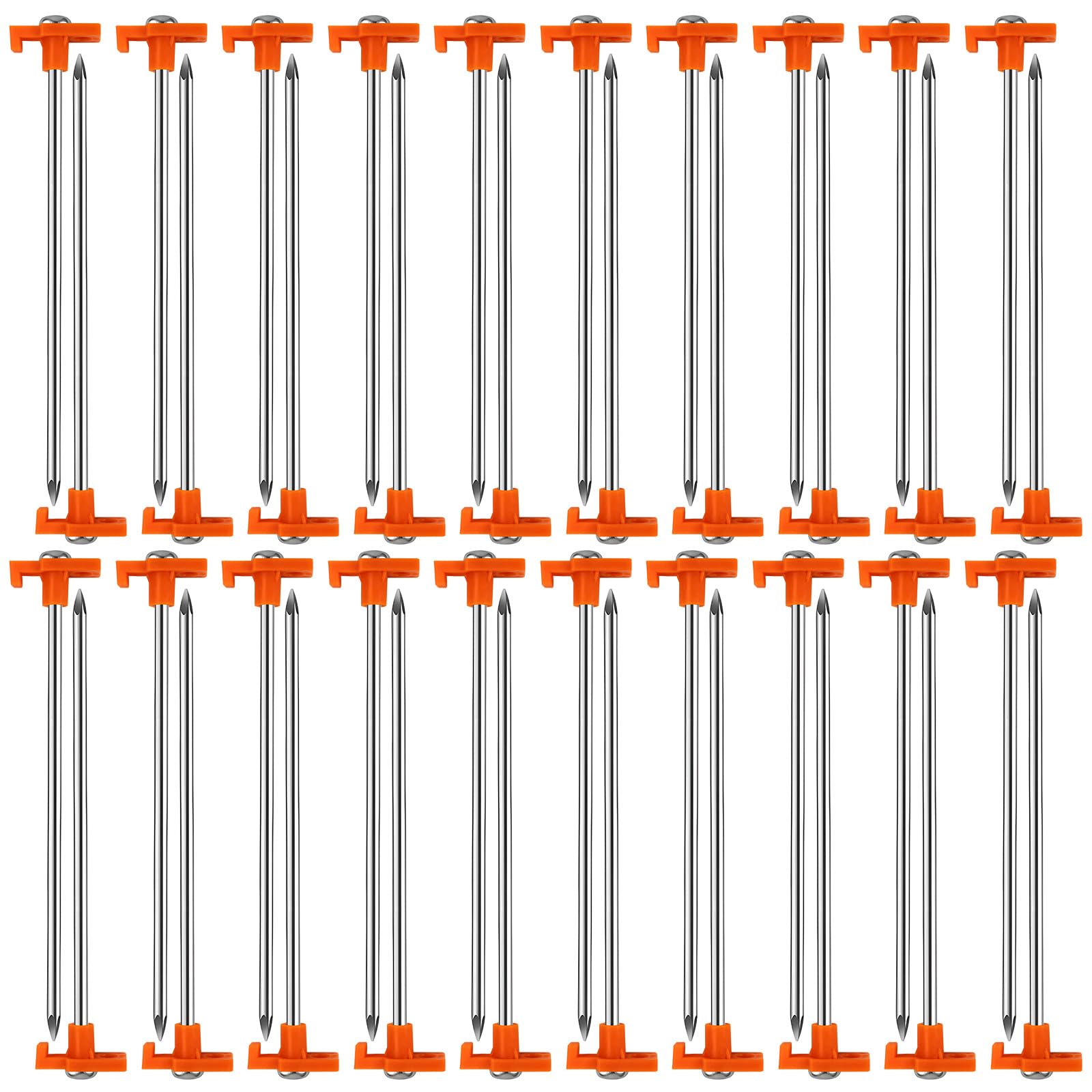 - 40 Pack Tent Stakes Heavy Duty, 7.8 Inch Galvanized Non-Rust Metal Tent Pegs, Ground Stakes Canopy Anchors Spikes, Camping Accessories for Patio, Garden, Canopies, Grassland, Orange