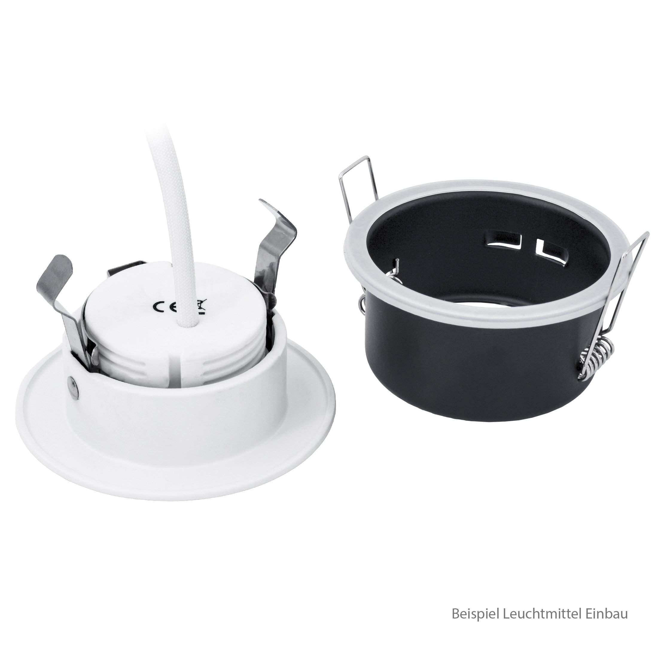 linovum Einbaurahmen 10er Set IP65 silber rund GU10 Bad Fassung | Zehn Deckenrahmen IP65 Alu gebürstet - mit Milchglas für Bad, Dusche & außen, für GU10, inkl. Fassung (ohne Leuchtmittel)