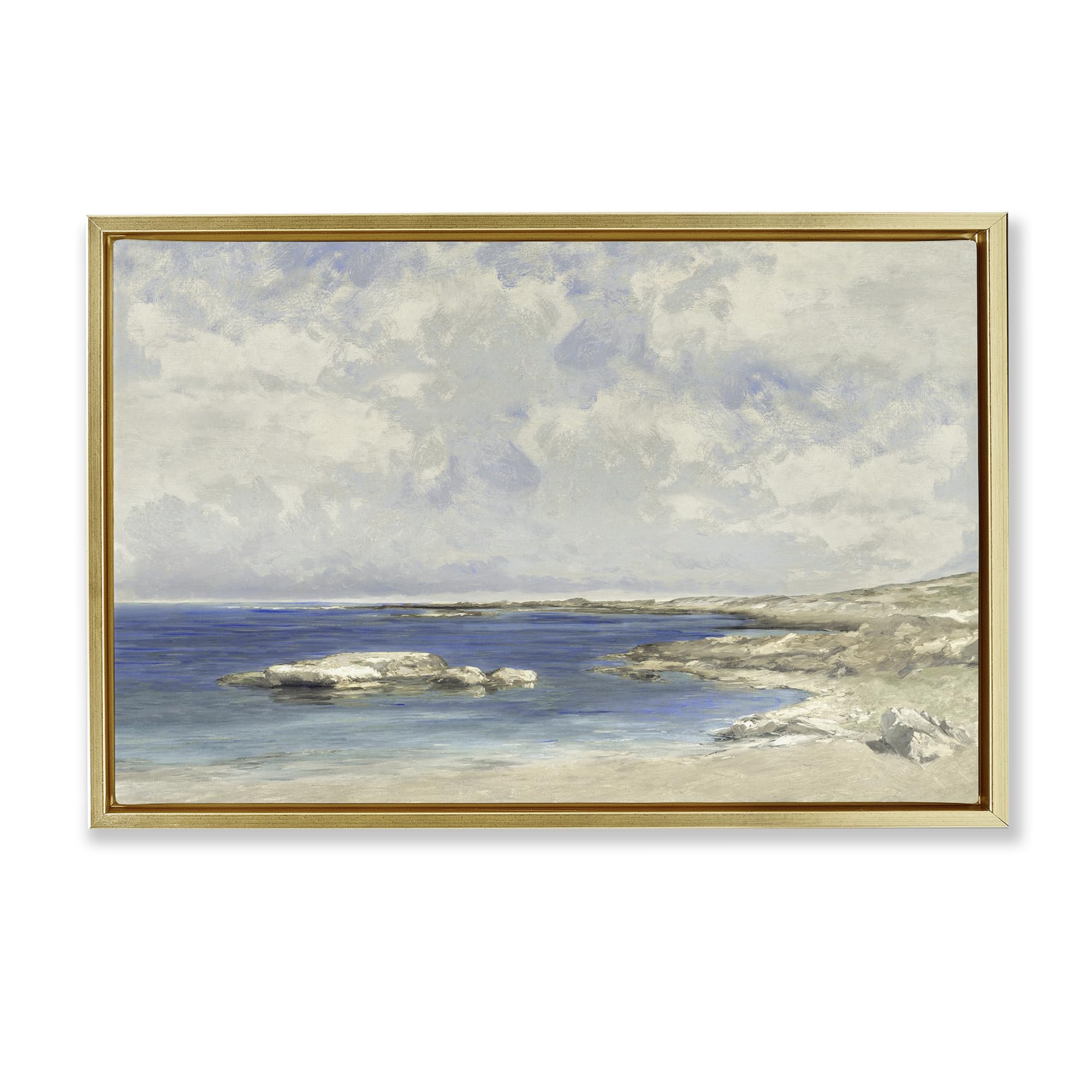 Stupell Industries Metallic Gold (Matte) 'Pond At Morning'| Floating Frame Canvas Art