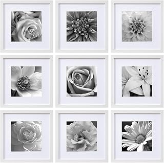 eletecpro Picture Frames Set of 9, 12x12 in, Acrylic Cover, White