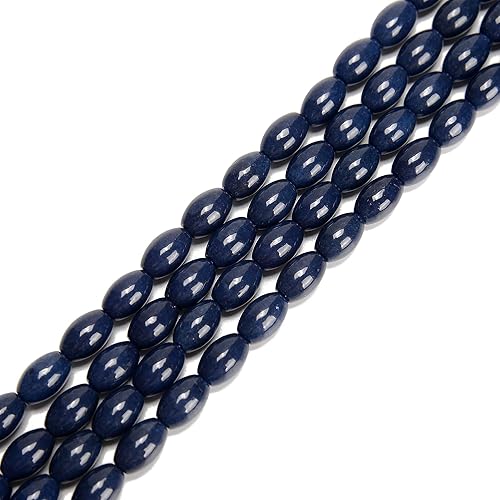 Miniatura 2 de JM Design El azul zafiro teñido jade forma granos tamaño 0.315x0.472 in 15.5 '' hebra para la fabricación de joyas