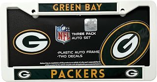 NFL Standard Plastic License Plate Frame, 12"x6", Team Colors (Green Bay Packers)