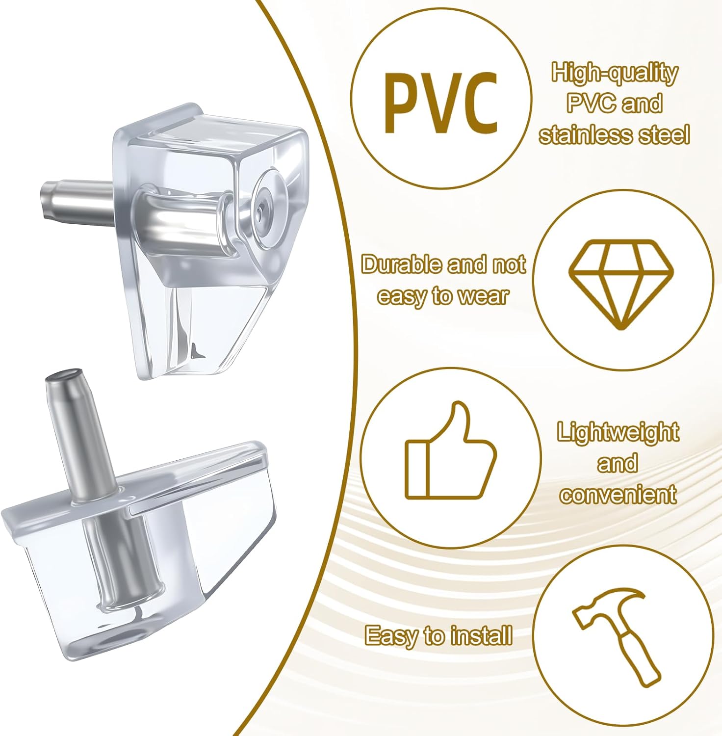 50 PCS 1/8 Inch Shelf Support Peg, Clear Plastic Cabinet Shelves Pins Kitchen Cabinet Shelf Pegs Shelves Holder Pins Replacement Peg for Closet, Kitchen, Furniture, Bookcase