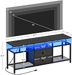 YATINEY TV Stand with LED Light and Power Outlets, Entertainment Center with Fabric Drawers and Open Shelves, 41.7" TV Cabinet for TVs up to 45 Inch, Media Console for Living Room, Bedroom, DS03UDBB