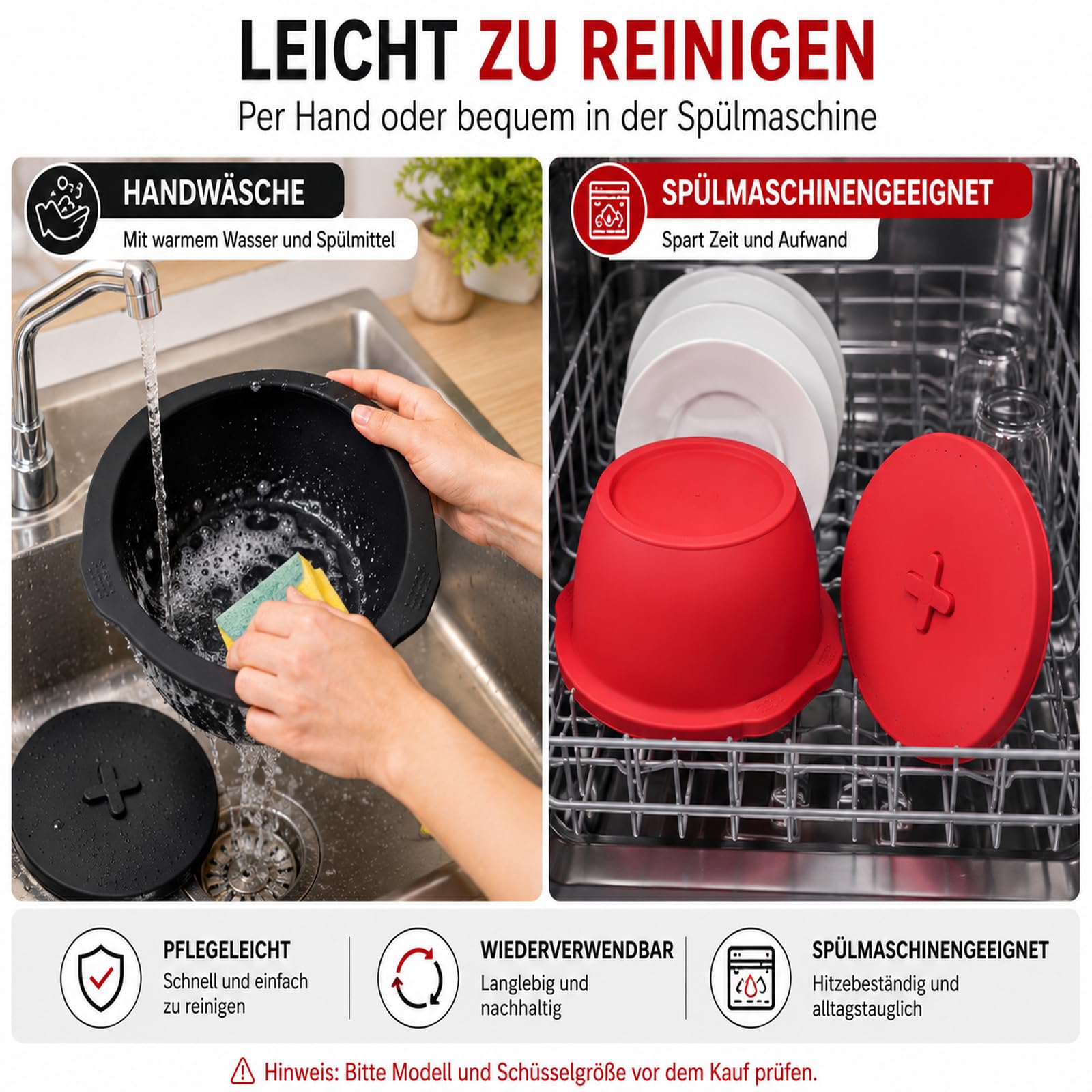2er Silikoneinsätze mit Deckeln für Bosch MUM5 Rührschüssel 3,9 L | Bosch Küchenmaschine Serie 4 Zubehör (MUM5xxx), passend für MUZ5KR1, Teigschüssel für Hefeteig, Brotteig, Gären & Kühlen