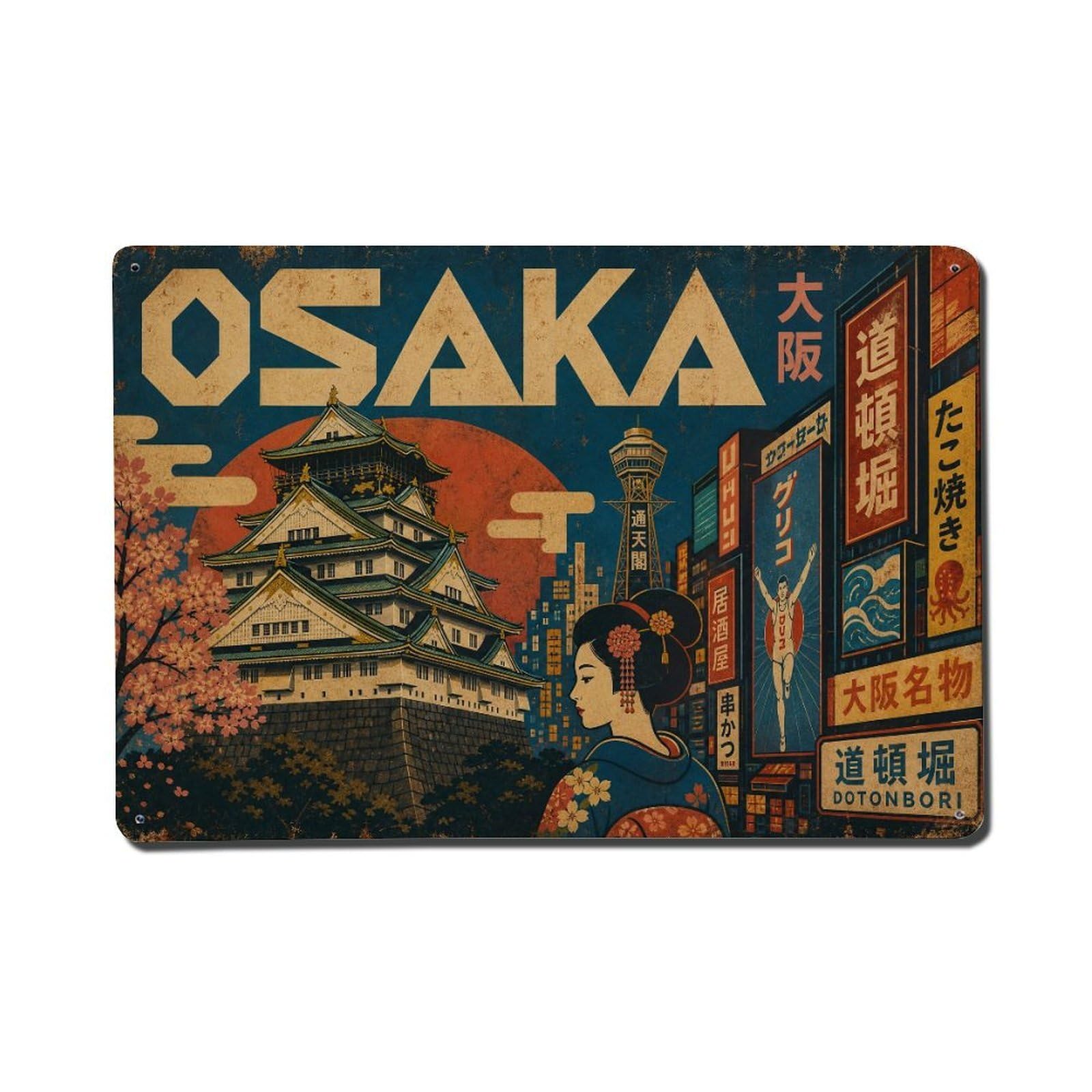 Metal Tin Sign Travel Retro Japan Osaka
