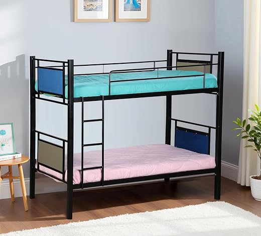 Spacecrafts® Convertible Bunker Cot 1+1 | Metal Bunk Bed Frame with Ladder | Mild Steel | Sturdy Guardrails | Space-Saving...