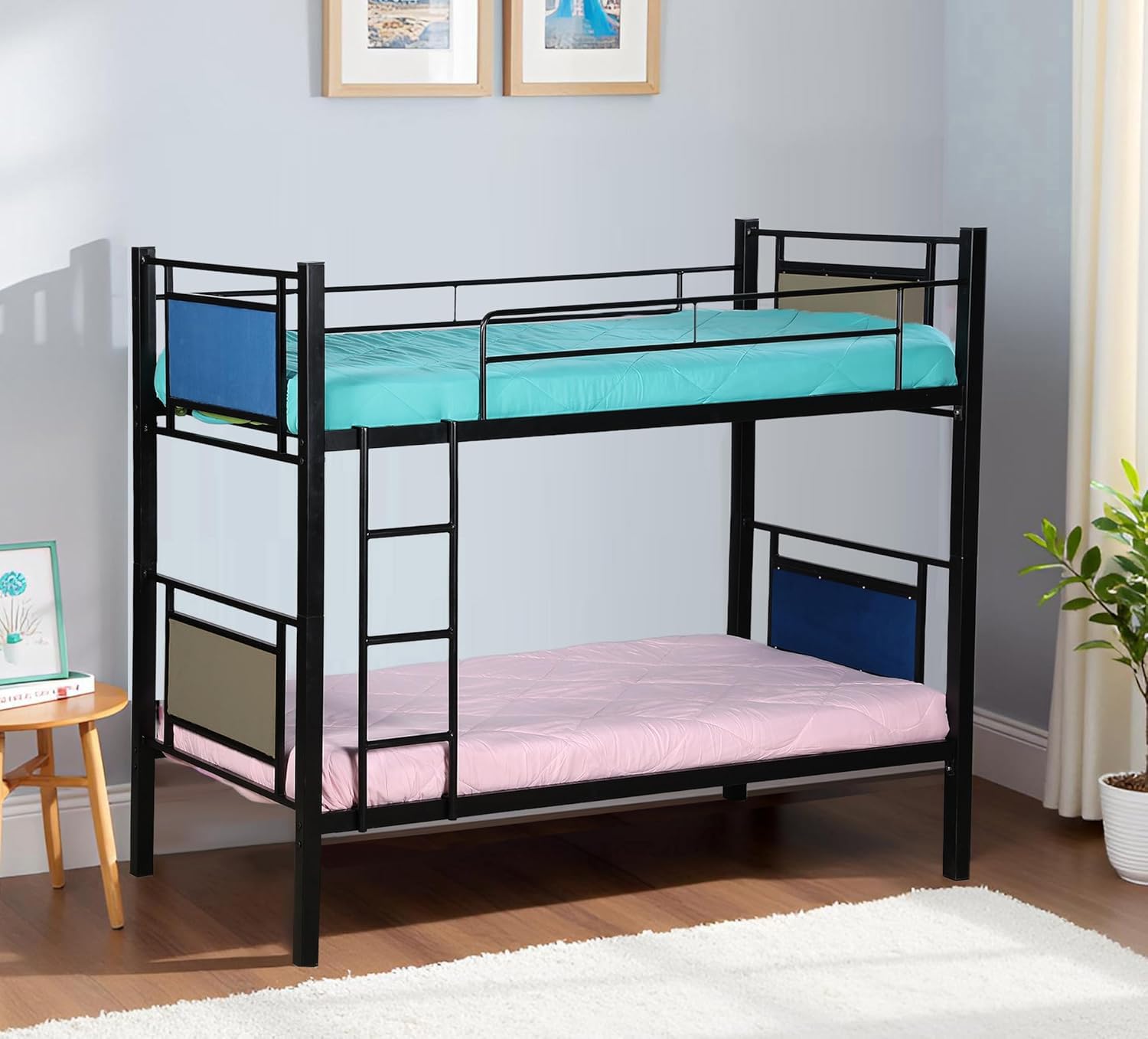 Spacecrafts® Convertible Bunker Cot 1+1 | Metal Bunk Bed Frame with Ladder | Mild Steel | Sturdy Guardrails | Space-Saving...