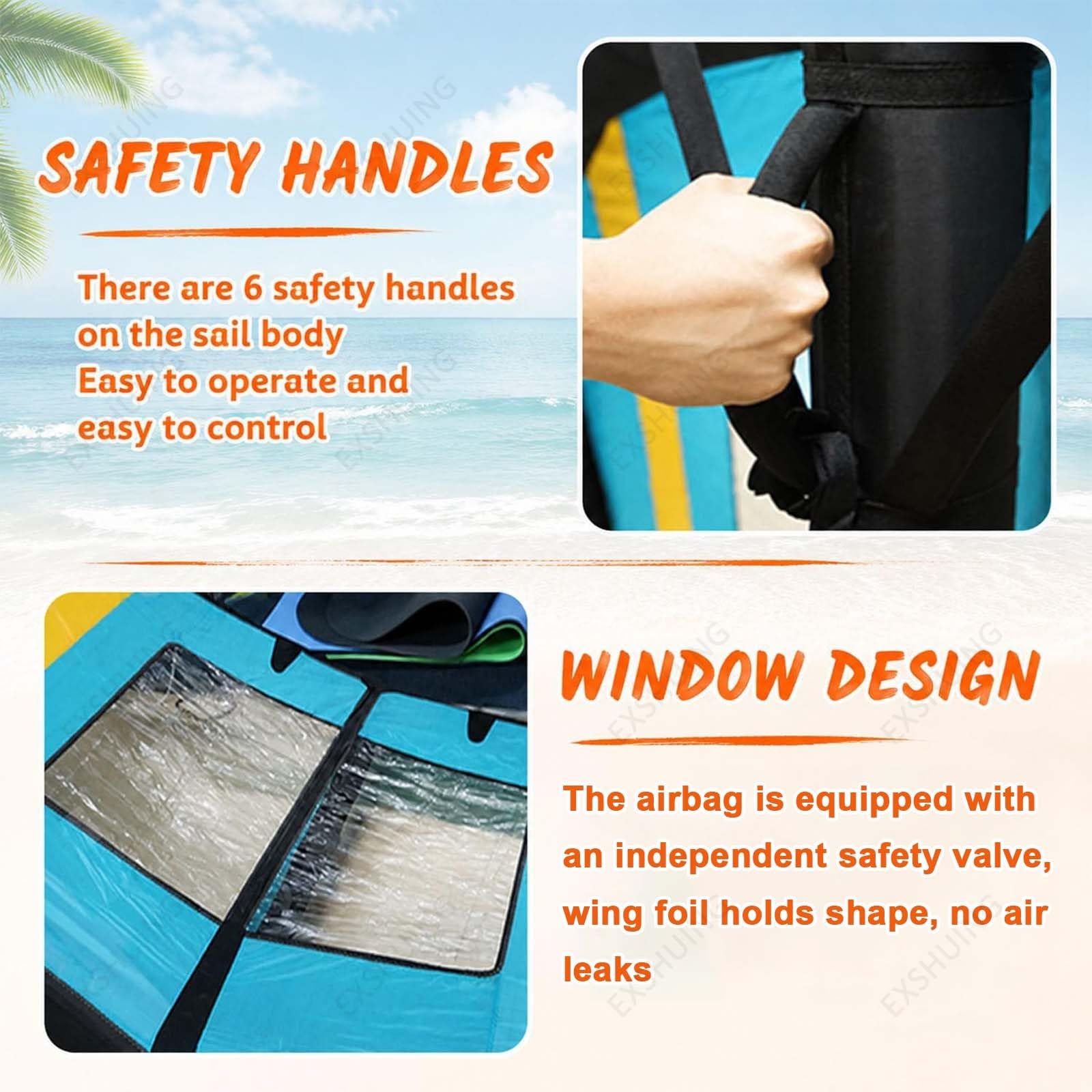 Tabla De Windfoil E Hidroala con Hidroala, Alas De Viento para Adultos | Vela De Surf Inflable De Mano, Ala De Windsurf Con Ventana, Para Deportes Acuáticos Como Kitesurf Y Surf