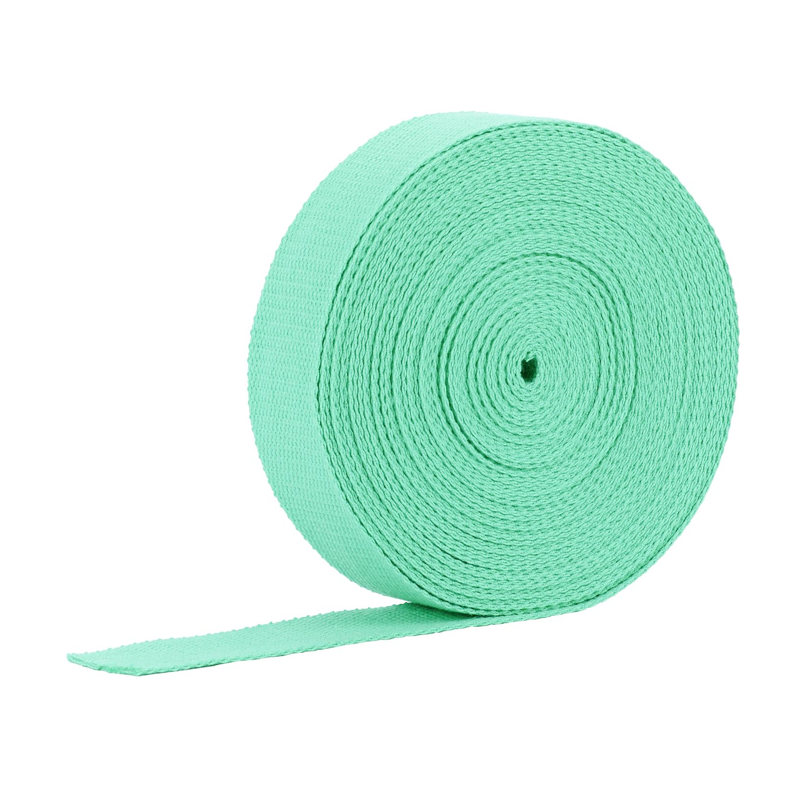 TIBOO DAY 1 Inch Cotton Webbing, 12 Yards Natural Cotton Webbing Straps for Bags for Cloth Belt Bags Handles Tote Bag DIY Crafts Decoration, Mint Green
