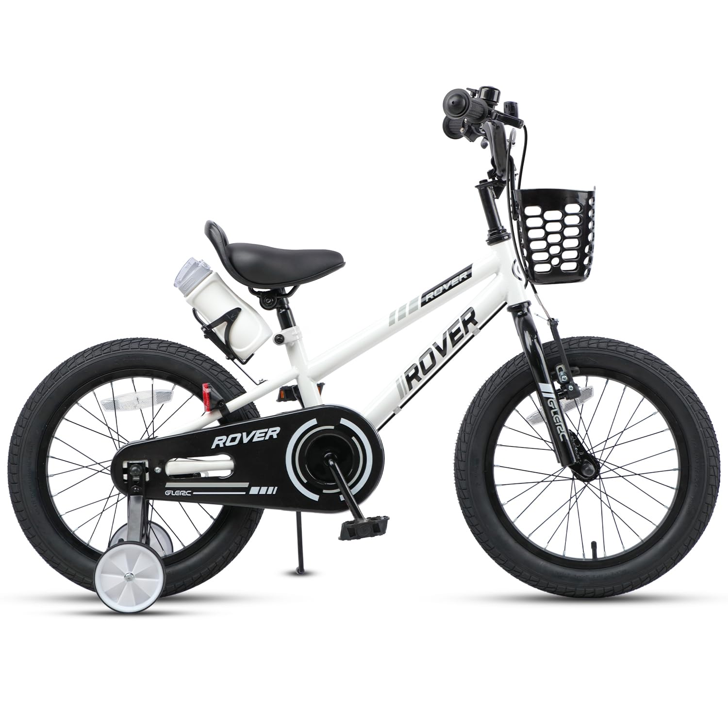 Glerc Rover Bicicletas Infantiles de 12, 14, 16 y 18 Pulgadas para niños y niñas de 2 a 9 años, con ruedines, Cesta y bidón