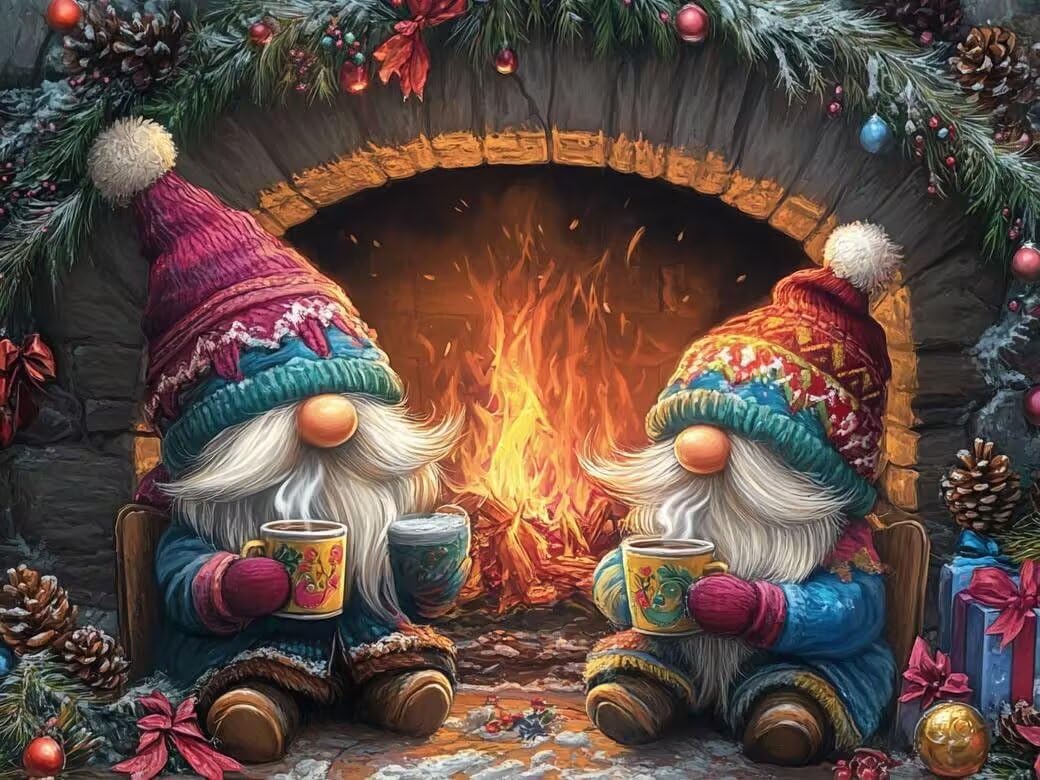 KXBAVPP Winter 5D Diamond Painting Kit for Adults,Christmas Santa Claus Motorcycle Square Full Diamond Crystal Art Xmas,Winter Crafts Home 16x20 Inch